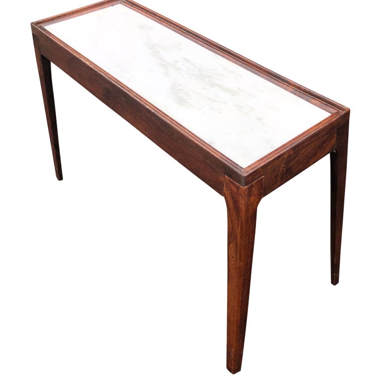 Modern Wooden Marble Top Console at 1stDibs
