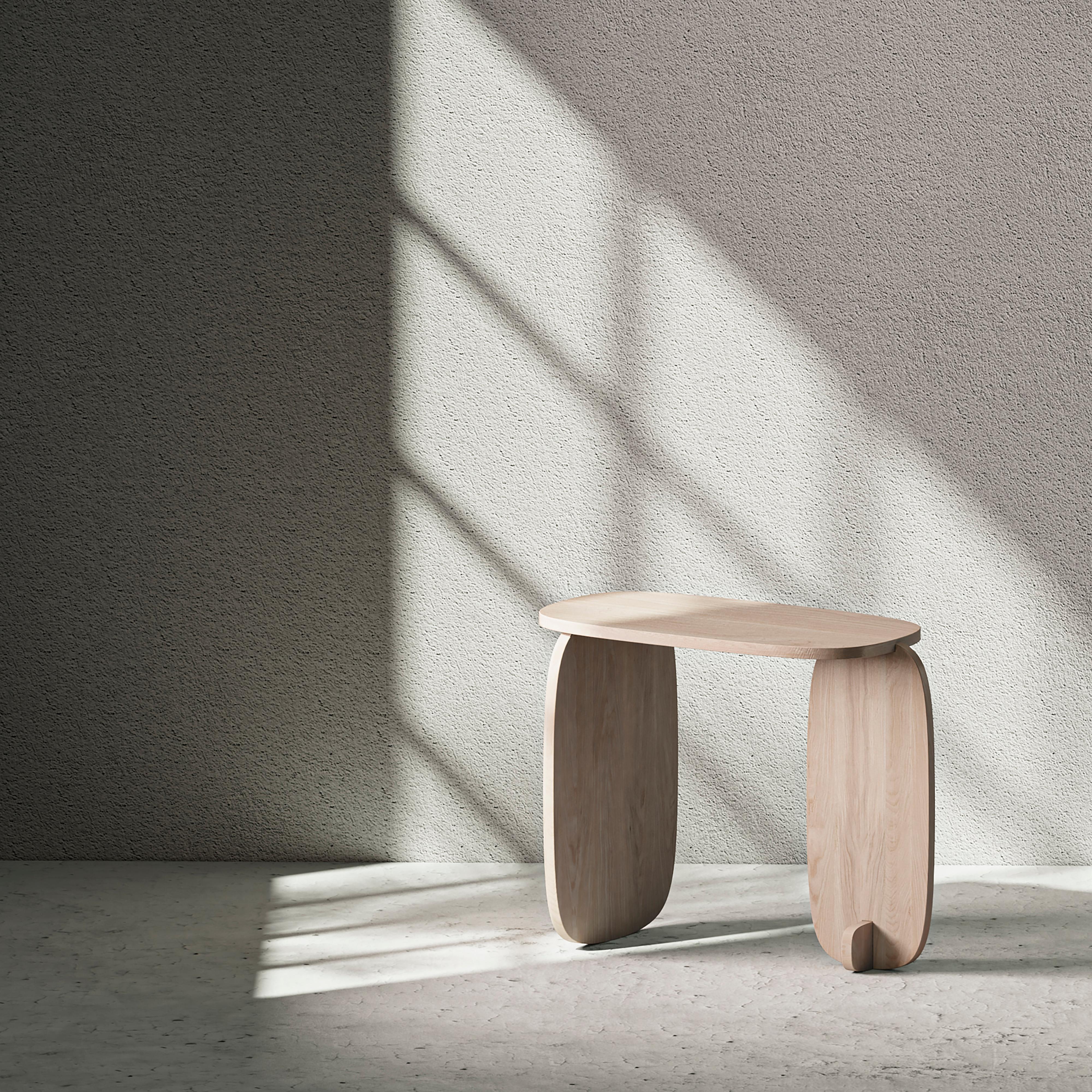 Inspired by the primitive forms of mankind’s earliest buildings, the Foc table is a friendly side table with simple flat parts made of oak without hardware and with careful detail in the joints between the parts.
Foc, which takes its name from the