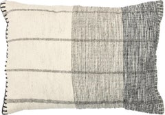 Modern Wool and Cotton Pillow With Geometric Pattern In Ivory and Gray