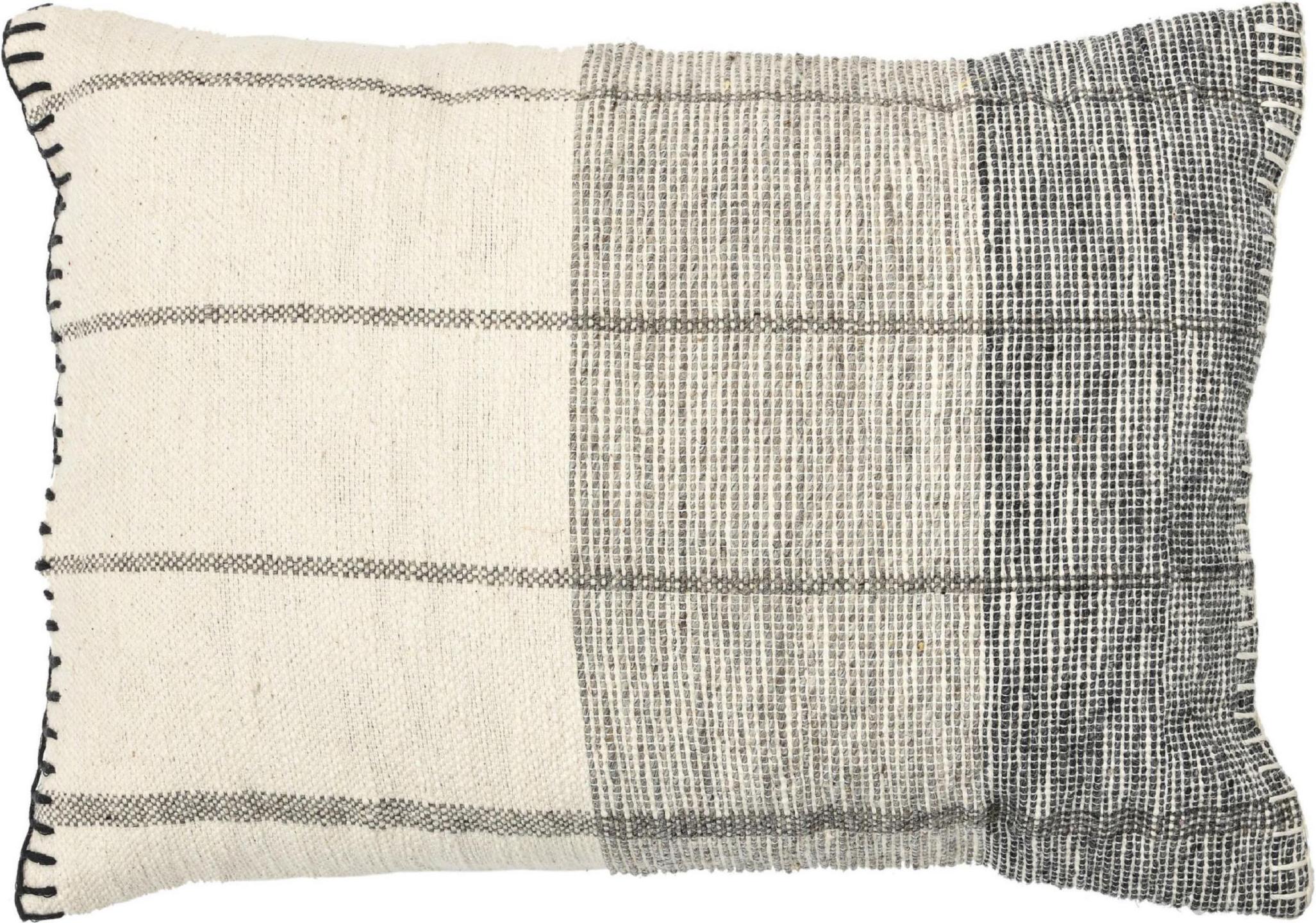 Moderno Cuscino moderno in lana e cotone con motivo geometrico in avorio e grigio in vendita