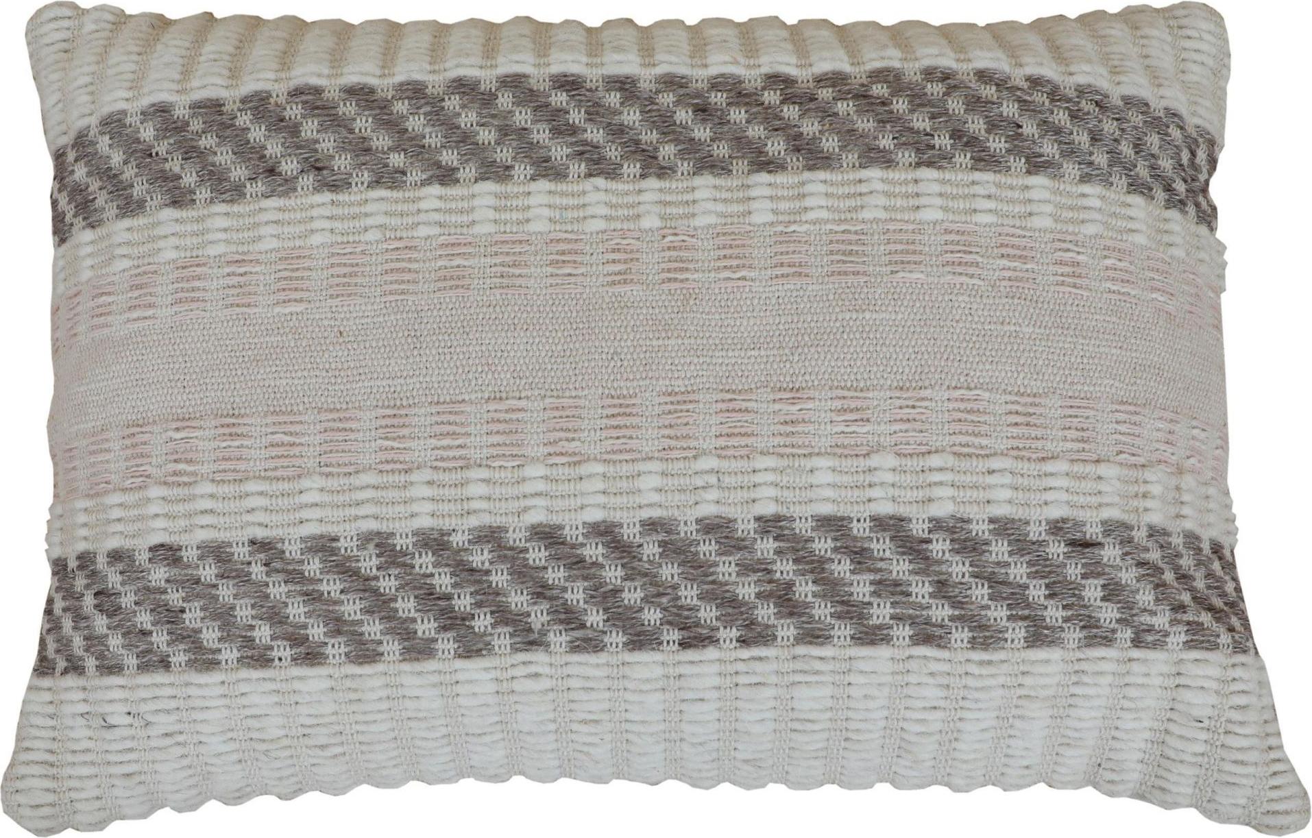 Indiano Cuscino moderno in lana e cotone con motivo geometrico in toni tenui in vendita