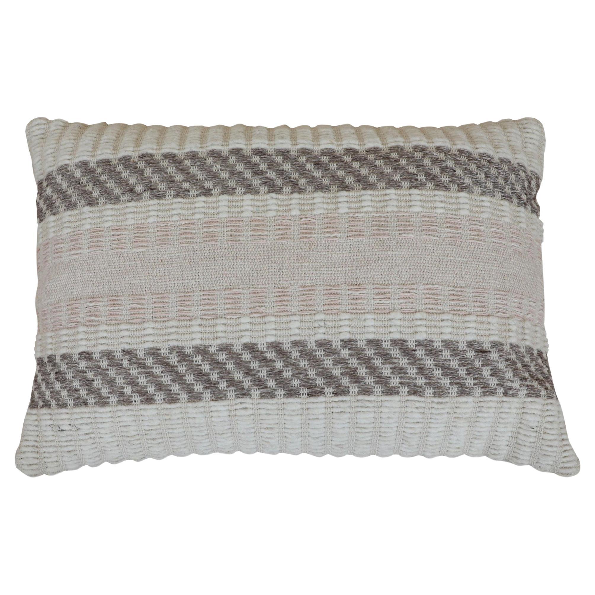 Modern Wool and Cotton Pillow With Geometric Pattern In Muted Tones For Sale