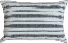 Modern Wool and Cotton Pillow With Striped Pattern In White and Gray
