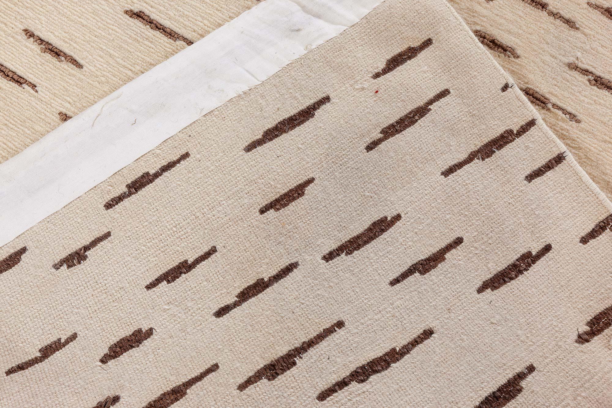 Contemporary Modern Wool and Leather Runner by Doris Leslie Blau For Sale