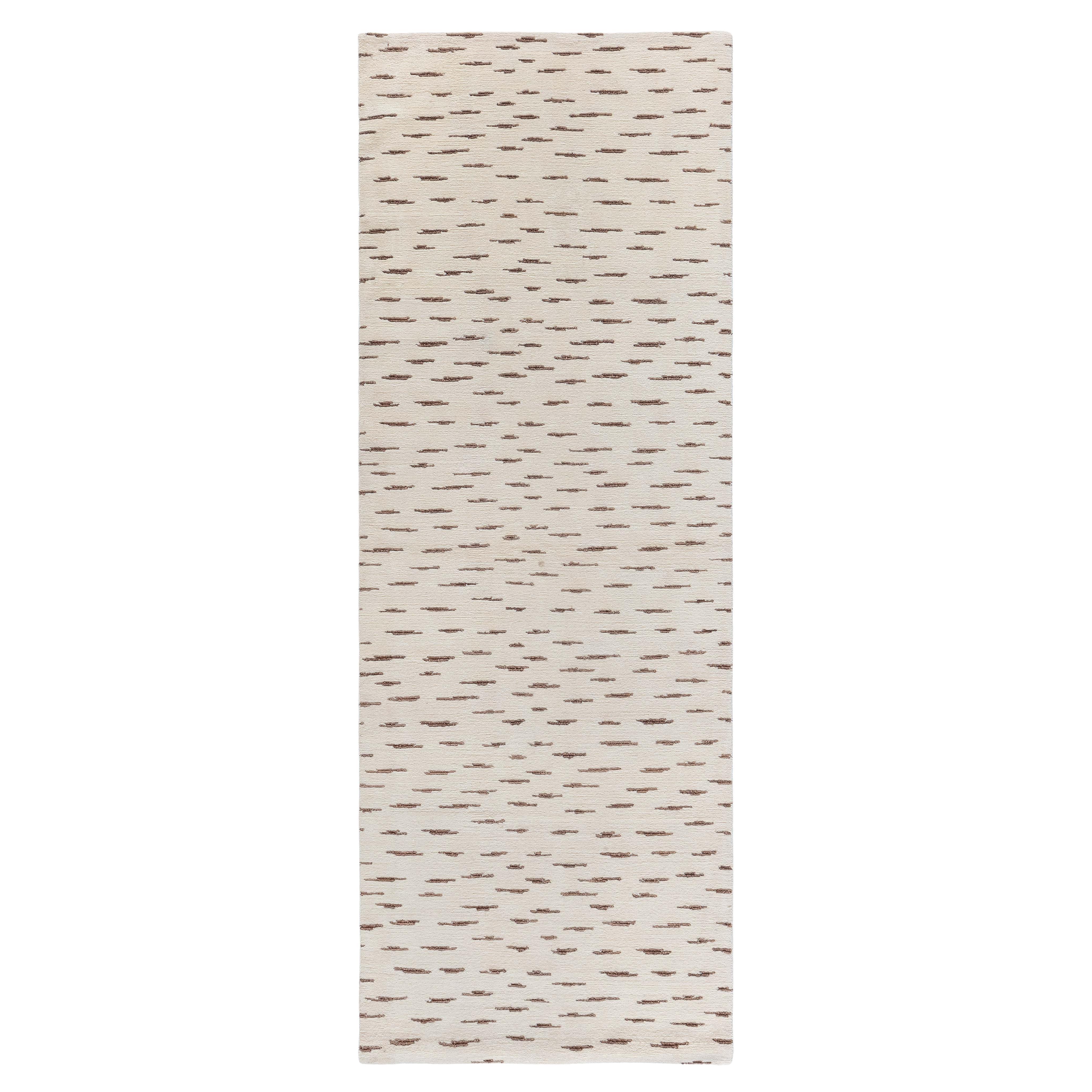 Runner moderno in lana e pelle di Doris Leslie Blau in vendita