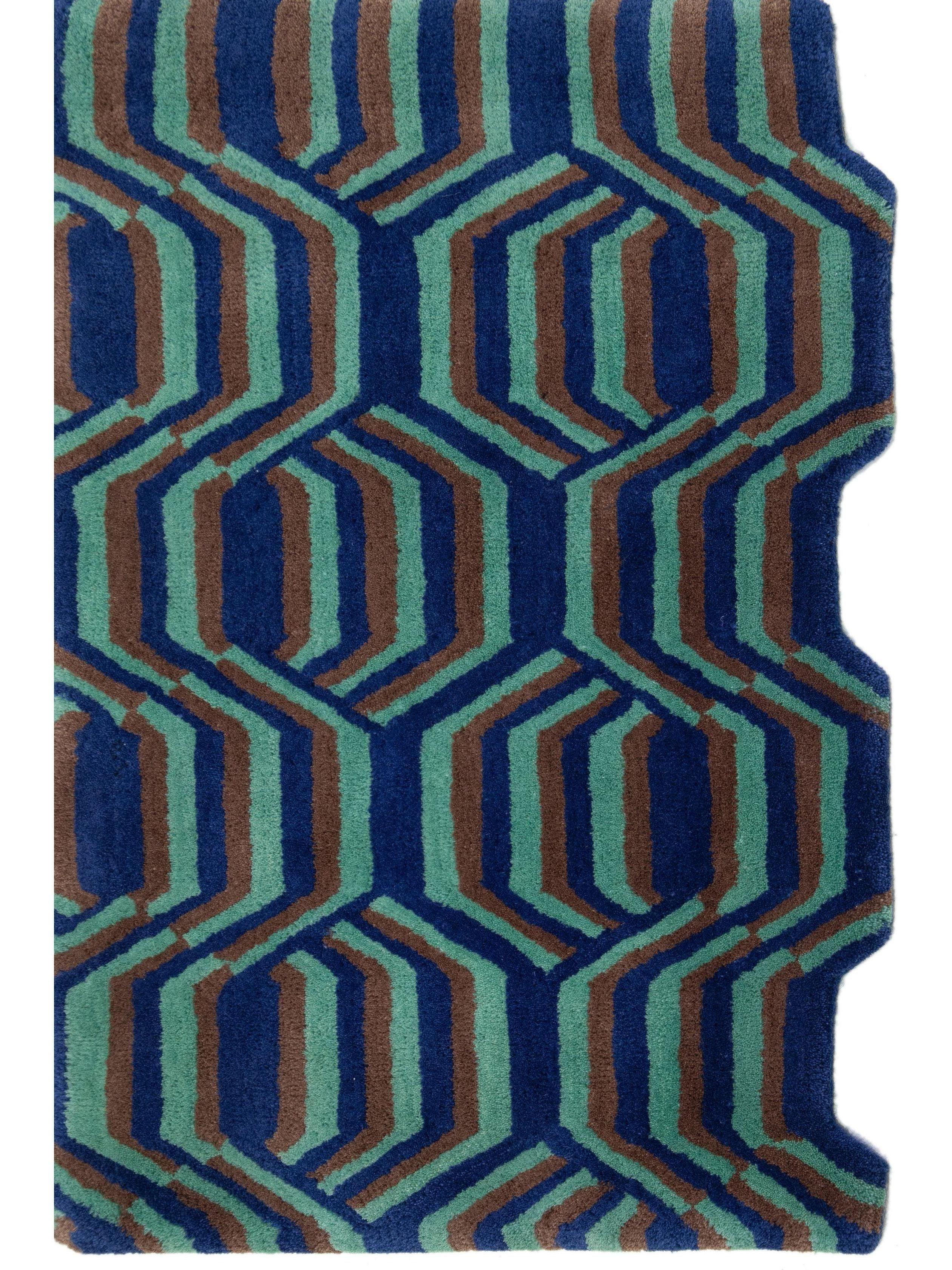 Laura Gottwald for Apadana Collection

Overlapping hexagons create Freestyle’s crisp, quirky graphic pattern.

Our rugs are fabricated from virgin Persian wool, hand-dyed in Laura’s bespoke colors, expertly hand-tufted by artisans in Northern