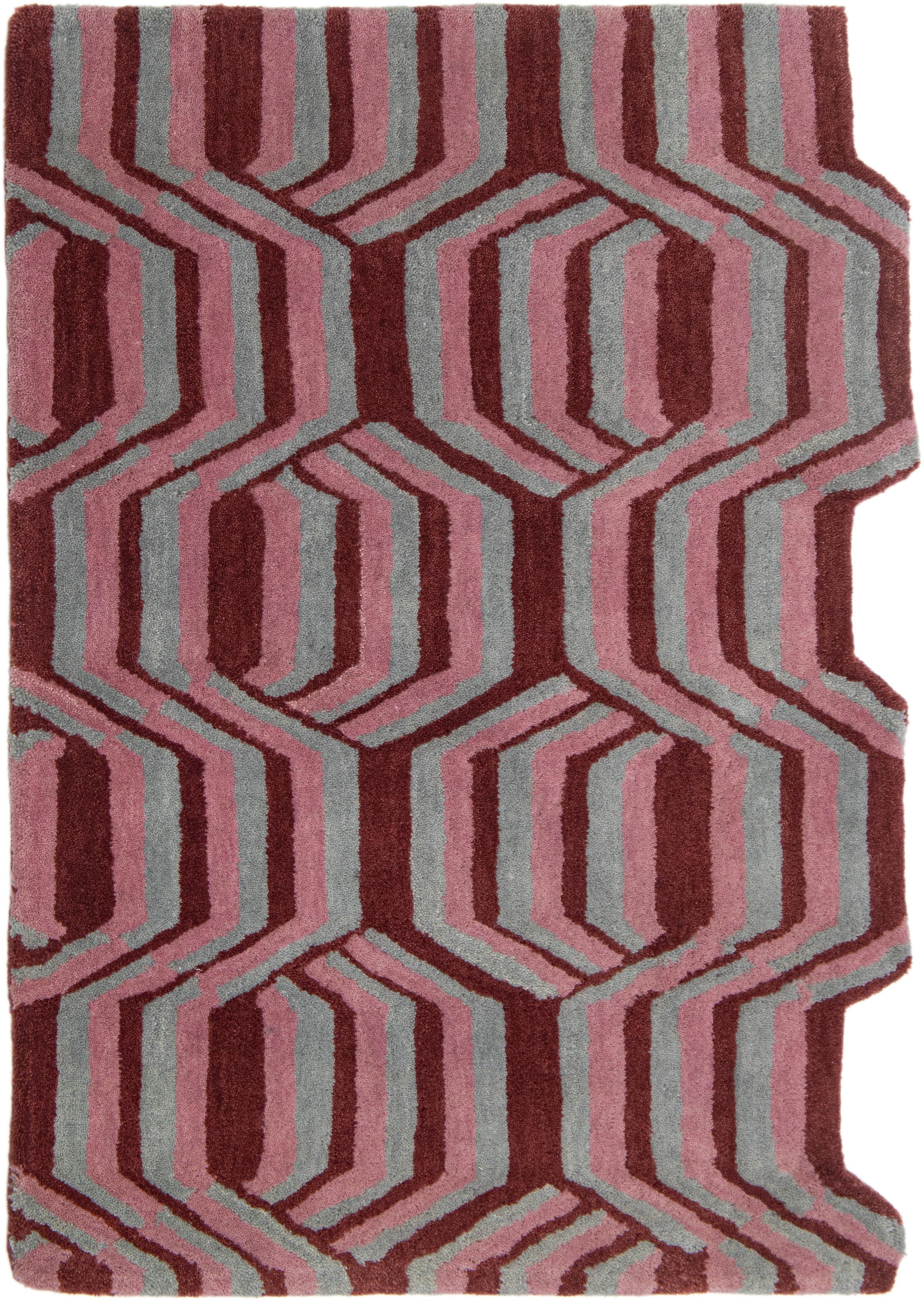 Contemporary Modern Wool Custom Rug with Freestyle’s Crisp Graphic Pattern By Apadana For Sale