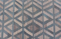 Modern Geometric Design Hand-Woven Kilim Rug by Keivan Woven Arts, 9'2 x 11'7