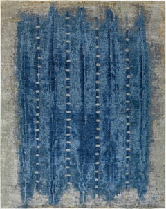 Modern Wool luxury Rug In Blue With Abstract Design