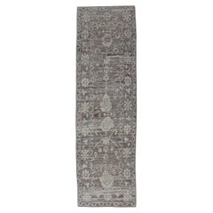 Modern Wool Oushak Runner Hand Knotted in Afghanistan 3'3" X 11'9"