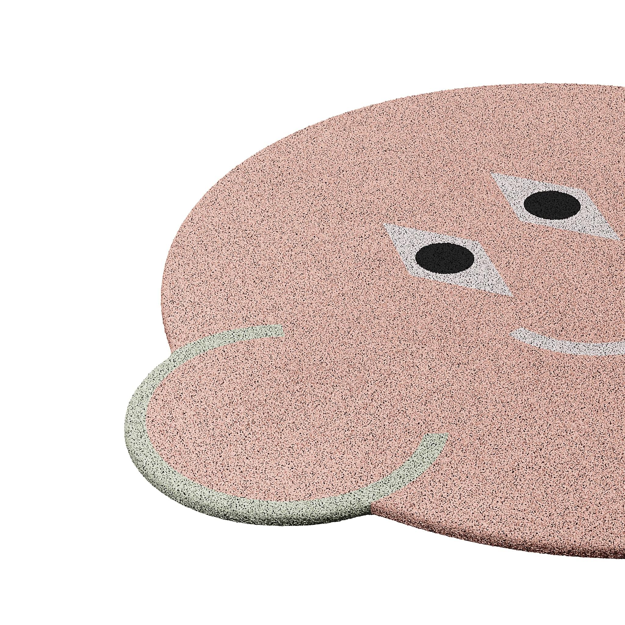 Portuguese Modern Wool Oval Shaped Pink Design Rug for Kids Room For Sale