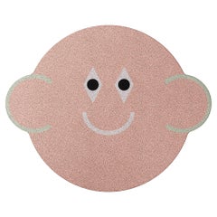 Tapis moderne de forme ovale en laine rose pour la chambre des enfants