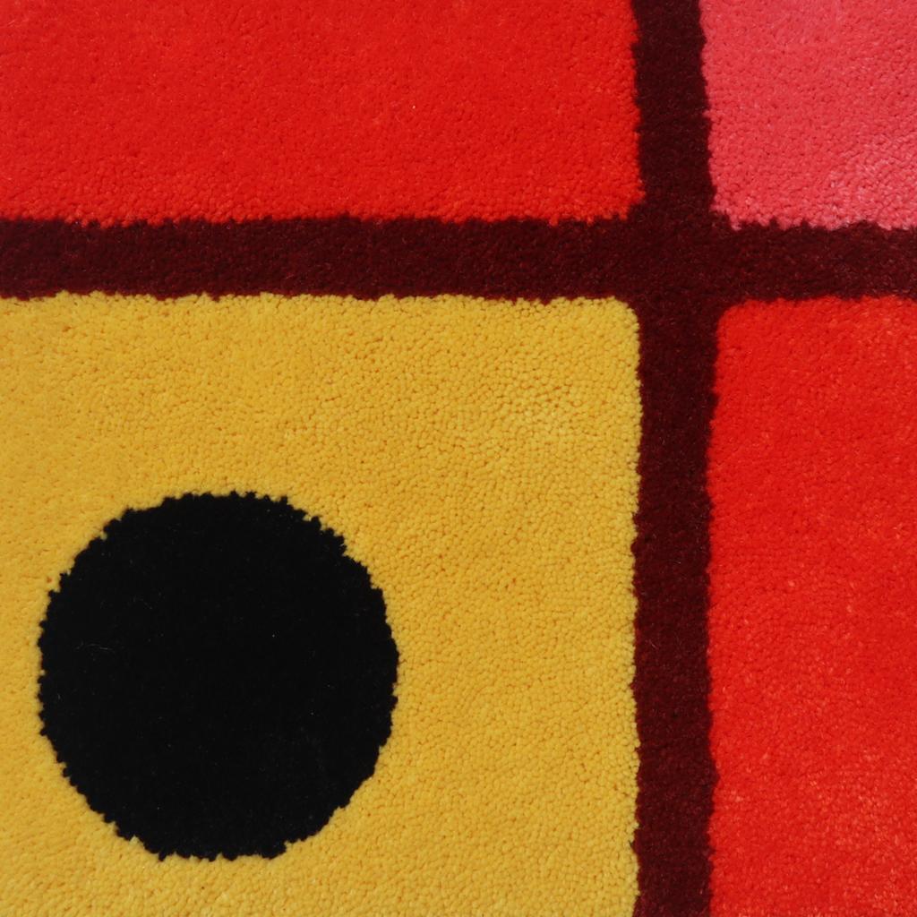 Moderner runder Teppich aus Wolle in Form eines gemusterten Designs für das Kinderzimmer (Handgeknüpft) im Angebot