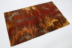 Tapis en laine multicolore fait main, au motif abstrait, provenant du Népal