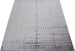 Tappeto moderno in lana e seta grigio fatto a mano con design geometrico