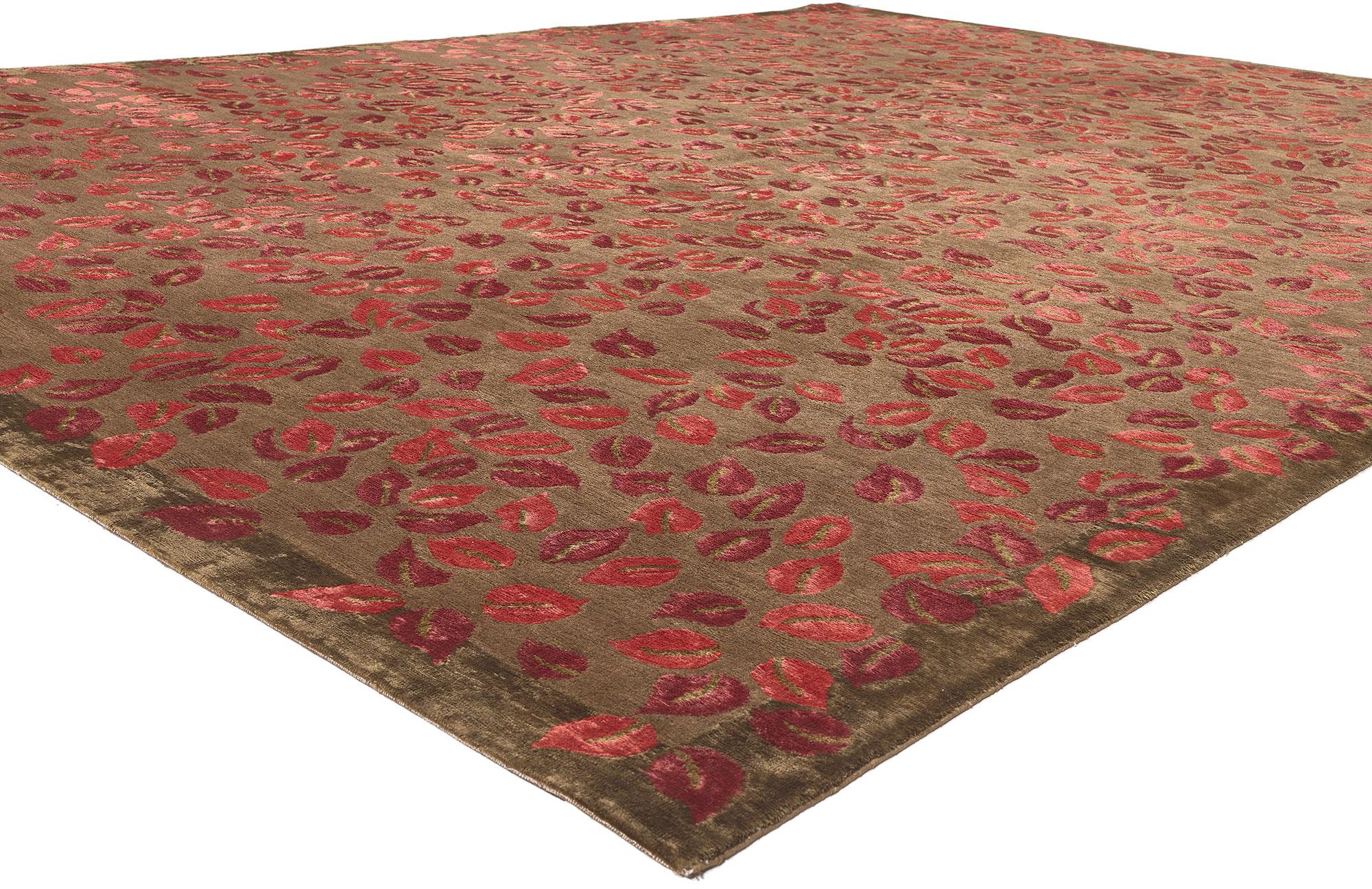 78535 Wool and Silk Modern Tibetan Rug, 09'00 x 11'11.
Biophilic Design meets earth-tone elegance in this modern wool and silk Tibetan rug. The nature-inspired design and earthy colorway woven into this piece work together creating a warm and
