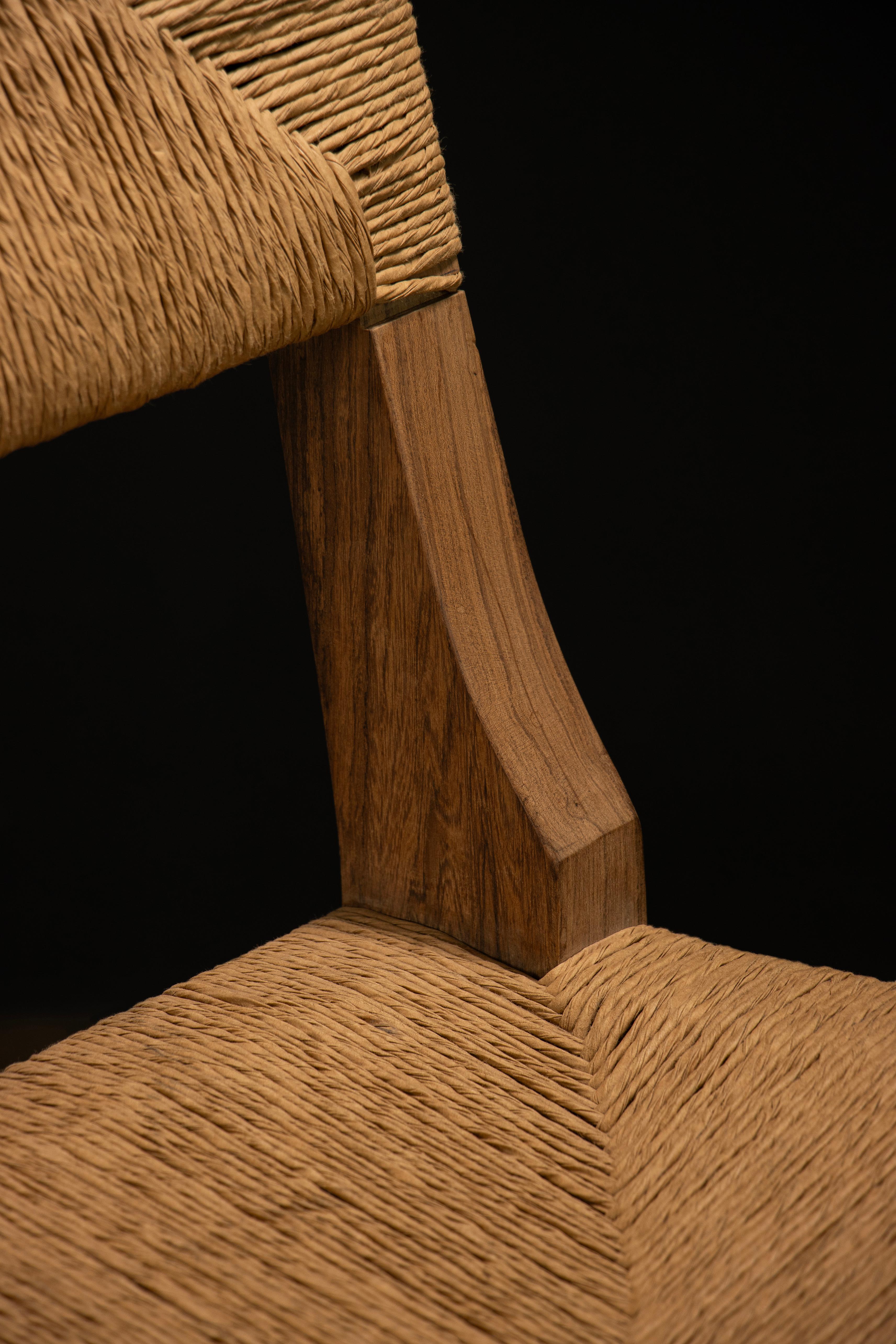 Modern Woven Dining Chair in Solid Wood by Costantini, Bruno Intreccio, In Stock For Sale 4