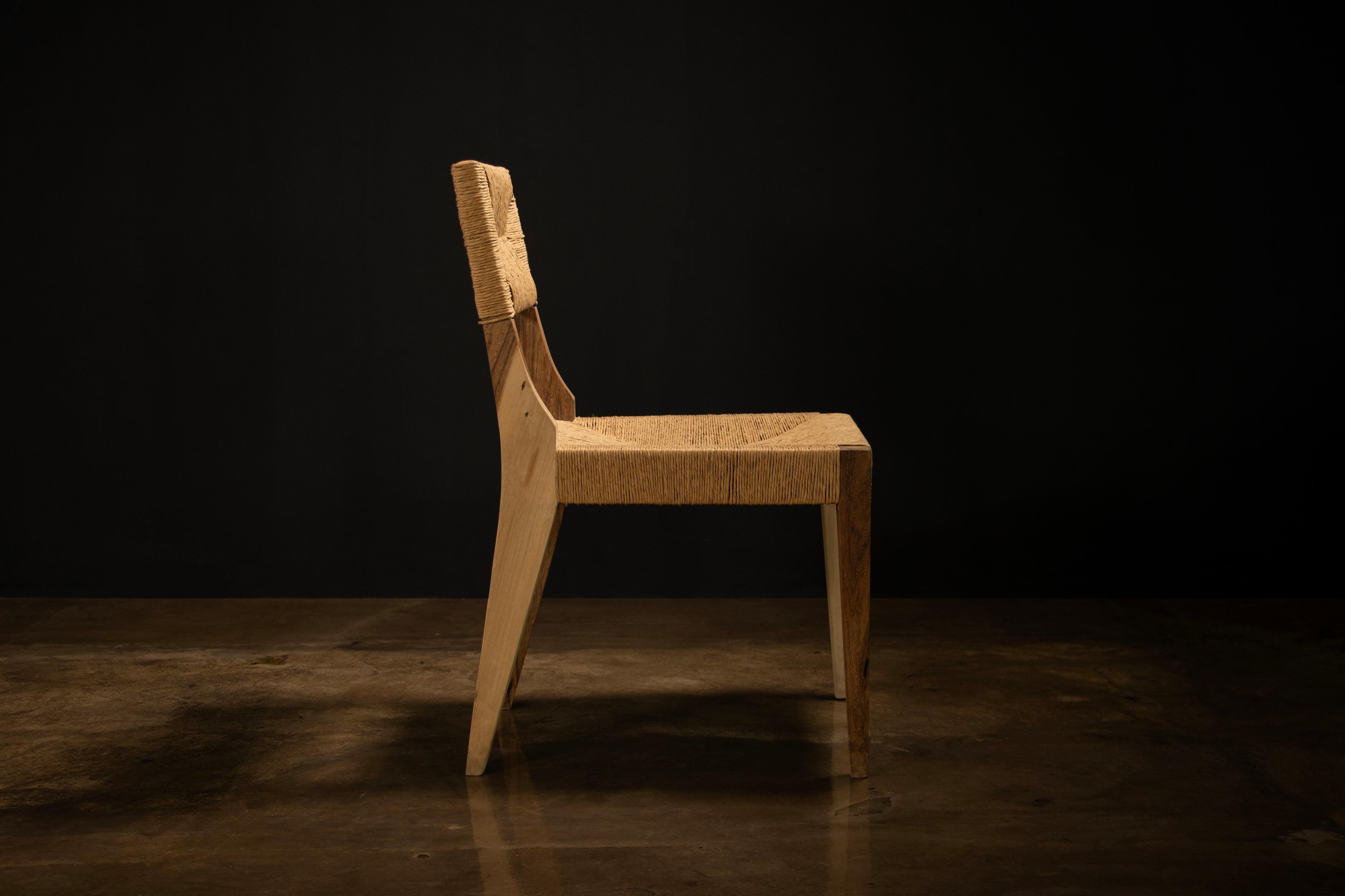 Woodwork Modern Woven Dining Chair in Solid Wood by Costantini, Bruno Intreccio, In Stock For Sale