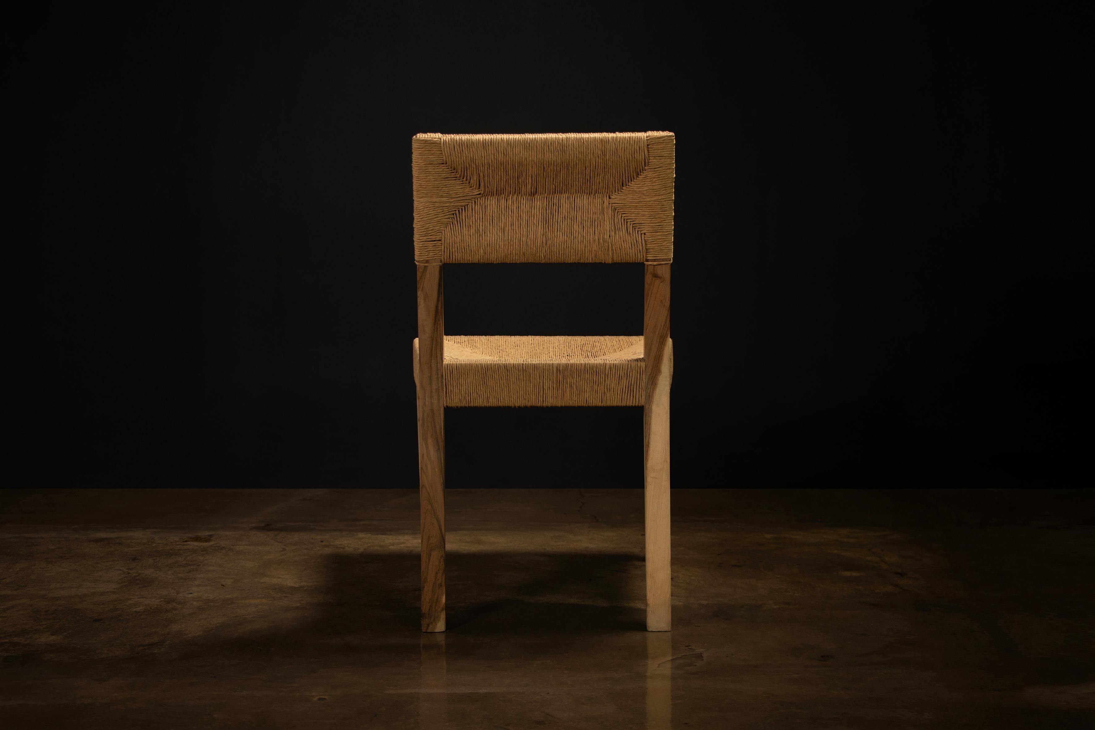 Contemporary Modern Woven Dining Chair in Solid Wood by Costantini, Bruno Intreccio, In Stock For Sale