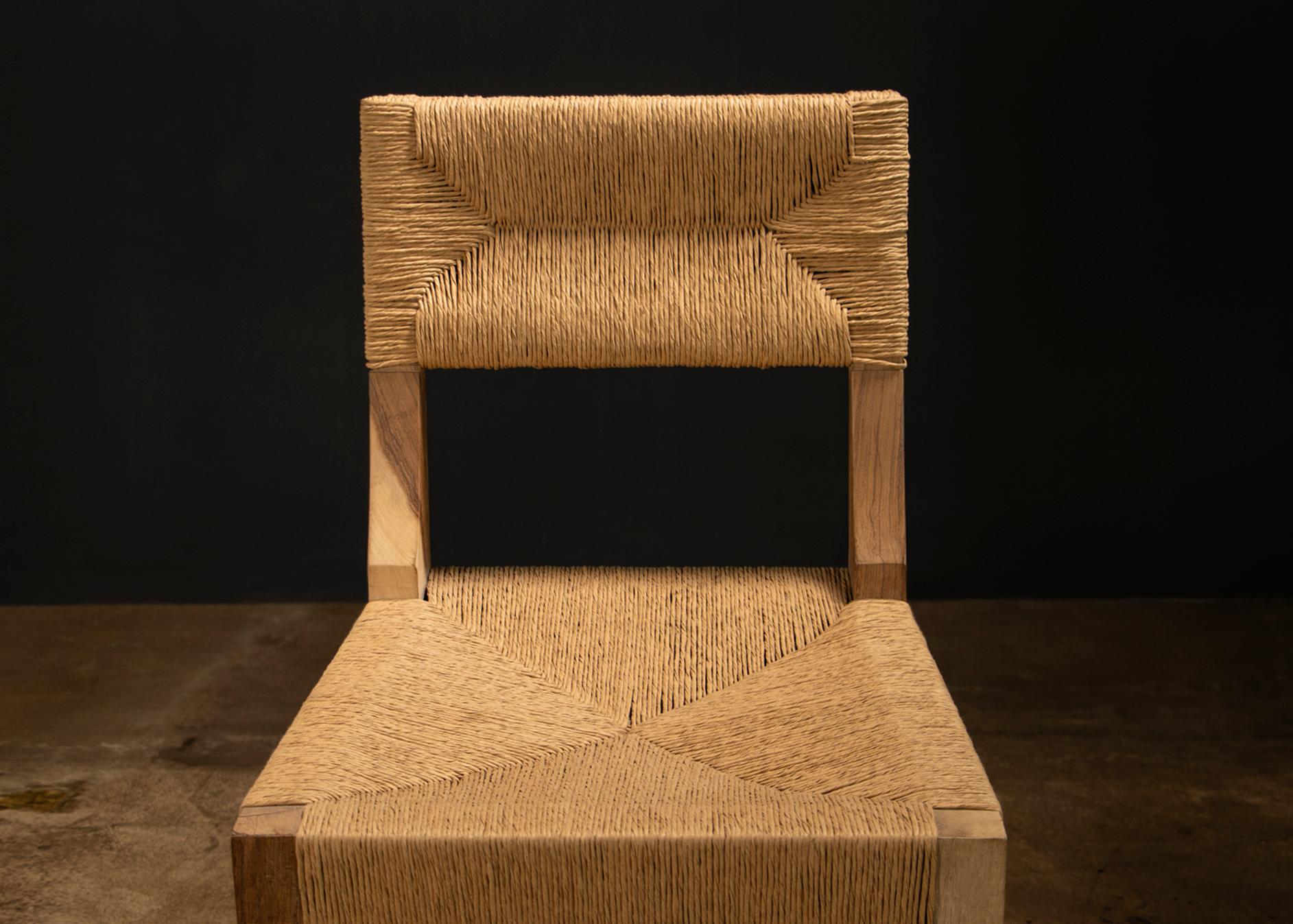 Rush Modern Woven Dining Chair in Solid Wood by Costantini, Bruno Intreccio, In Stock For Sale