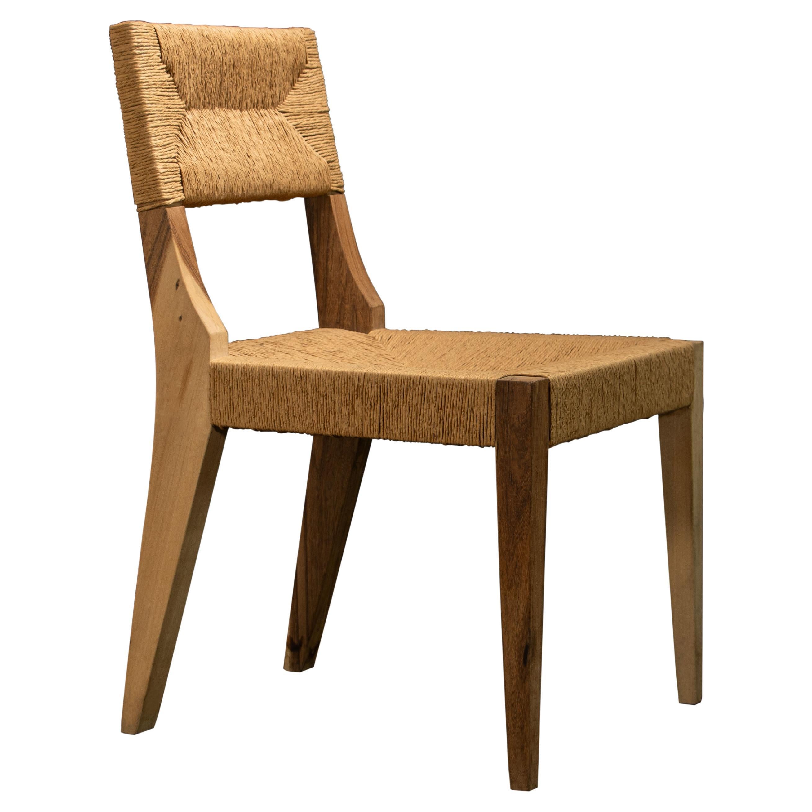 Modern Woven Dining Chair in Solid Wood by Costantini, Bruno Intreccio, In Stock