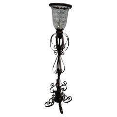 Modern Wrought Iron Floor Lamp with Blownglass shade
