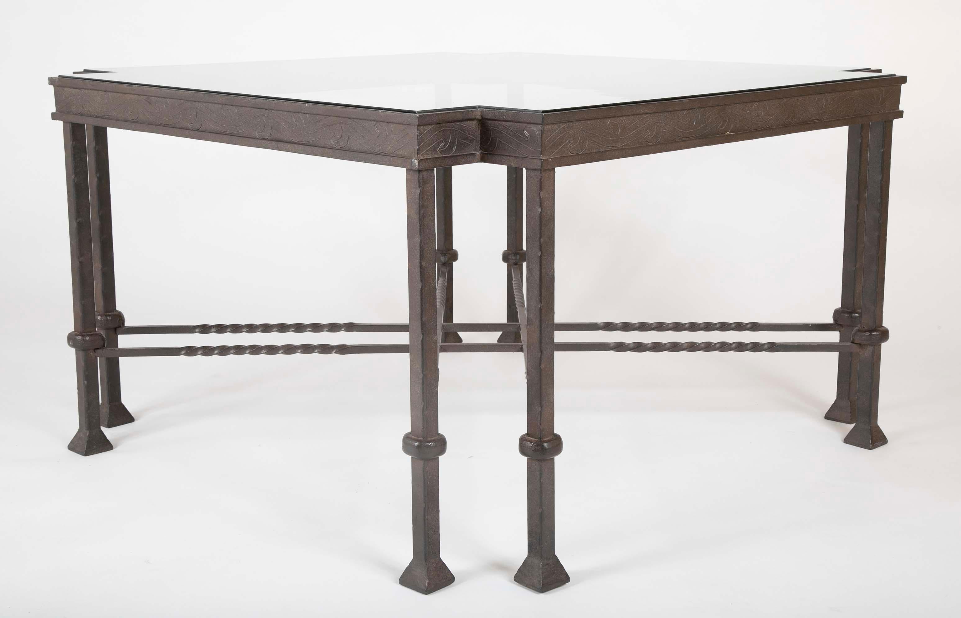 Giacometti Style Wrought Iron Cut Corner Coffee Table  1