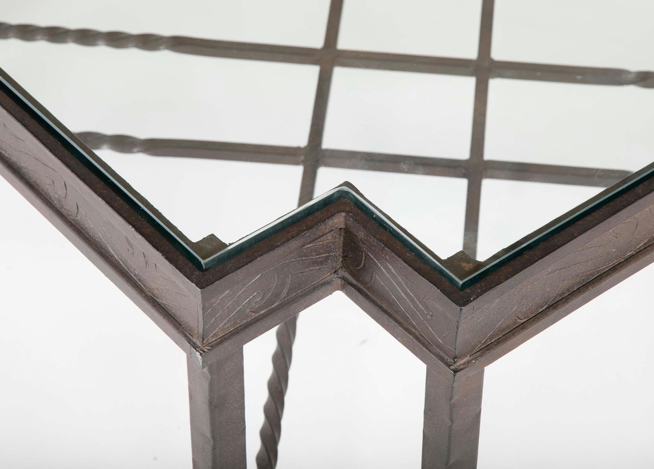 Giacometti Style Wrought Iron Cut Corner Coffee Table  3