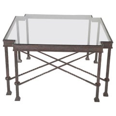 Giacometti Style Wrought Iron Cut Corner Coffee Table