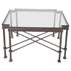 Giacometti Style Wrought Iron Cut Corner Coffee Table 