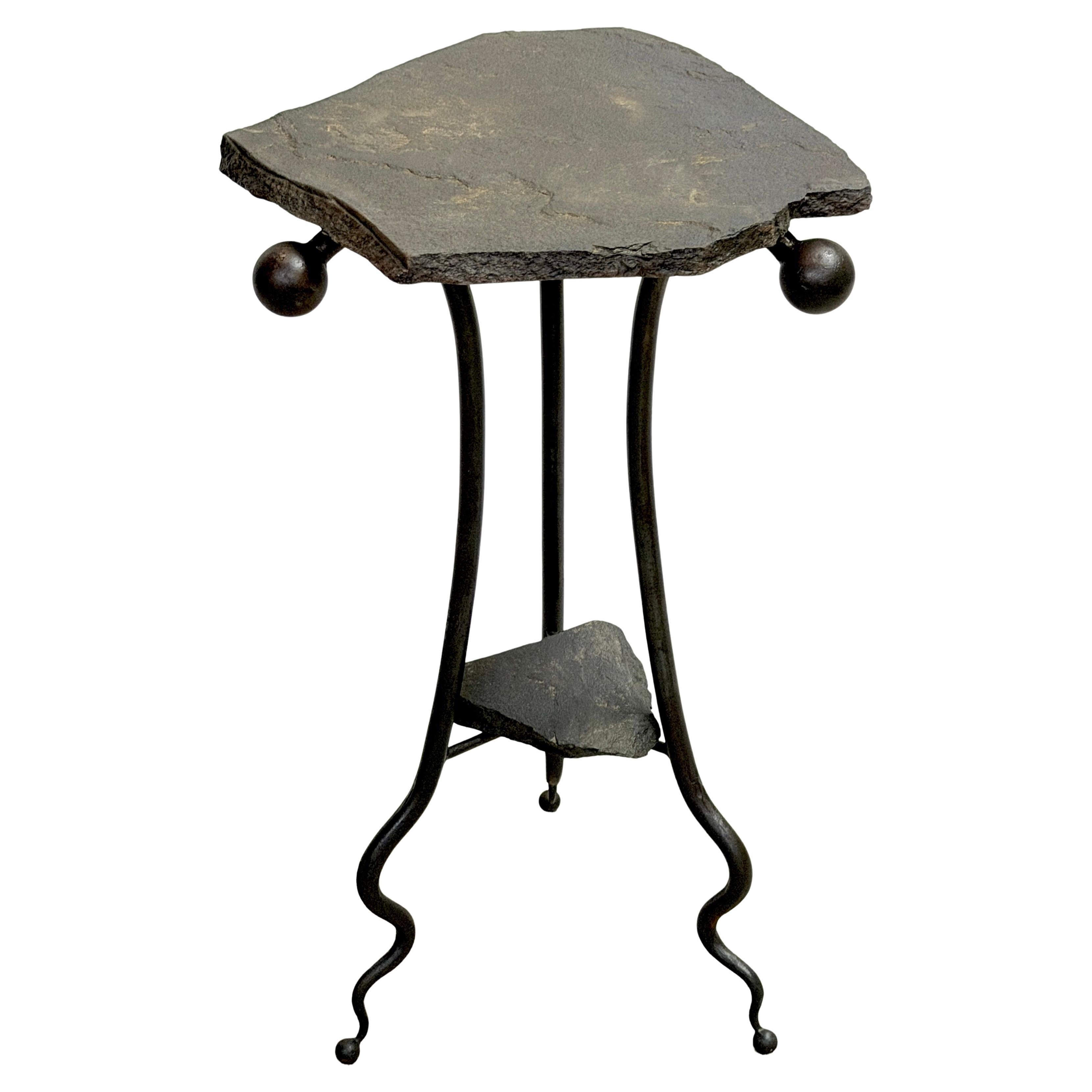 Rustic Iron Side Table Cast Iron Male Figurative Side Table in Manner of Giacometti - Marble ...