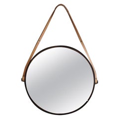 Modern XI Mirror in Alabaster, Steel Walnut and Leather by Ordinal Indicator