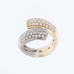 Modern Yellow and White Gold Diamond Cocktail Ring