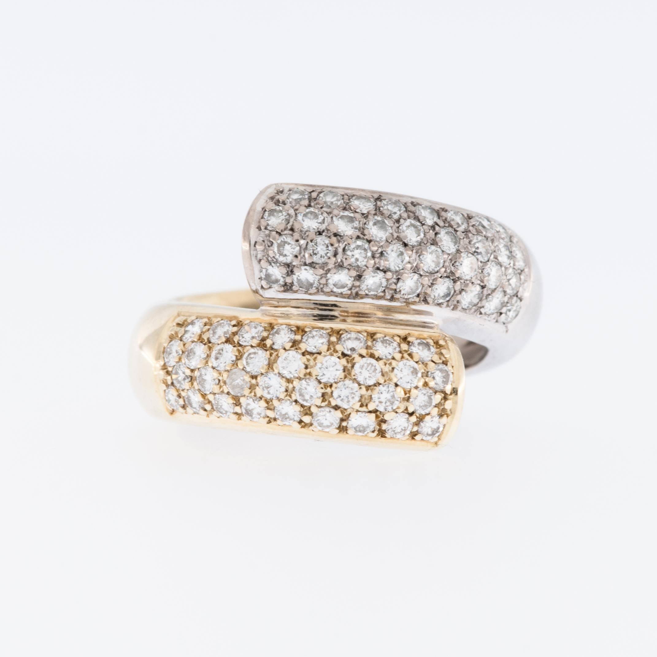 Brilliant Cut Modern Yellow and White Gold Diamond Cocktail Ring For Sale