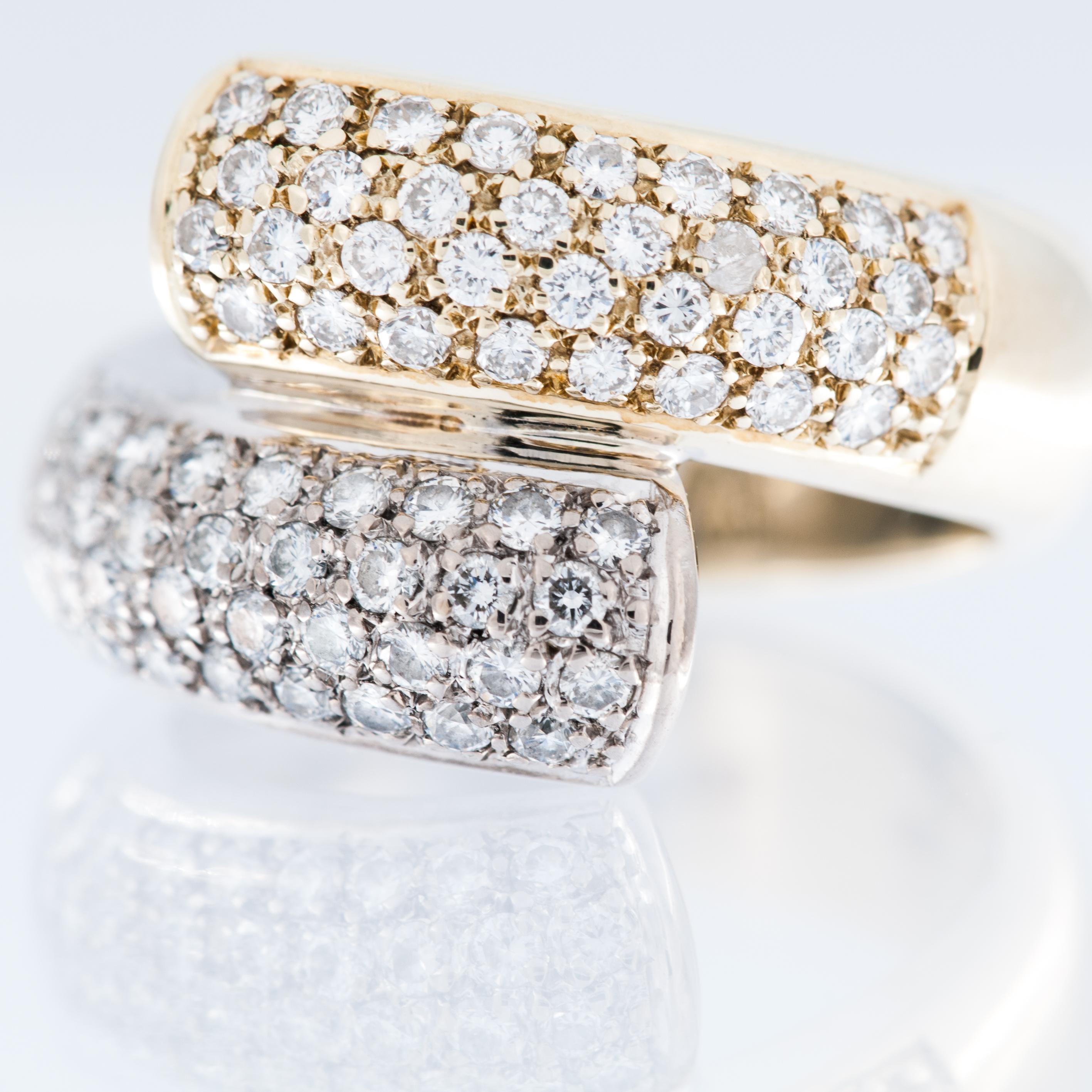 Women's Modern Yellow and White Gold Diamond Cocktail Ring For Sale