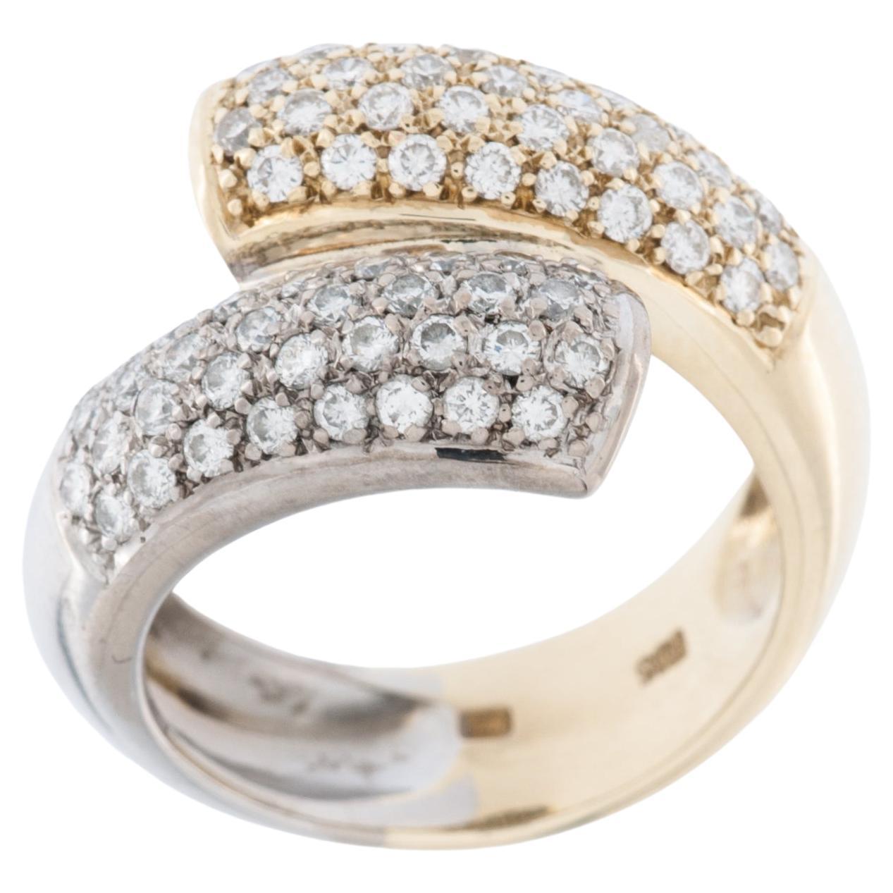 Modern Yellow and White Gold Diamond Cocktail Ring For Sale