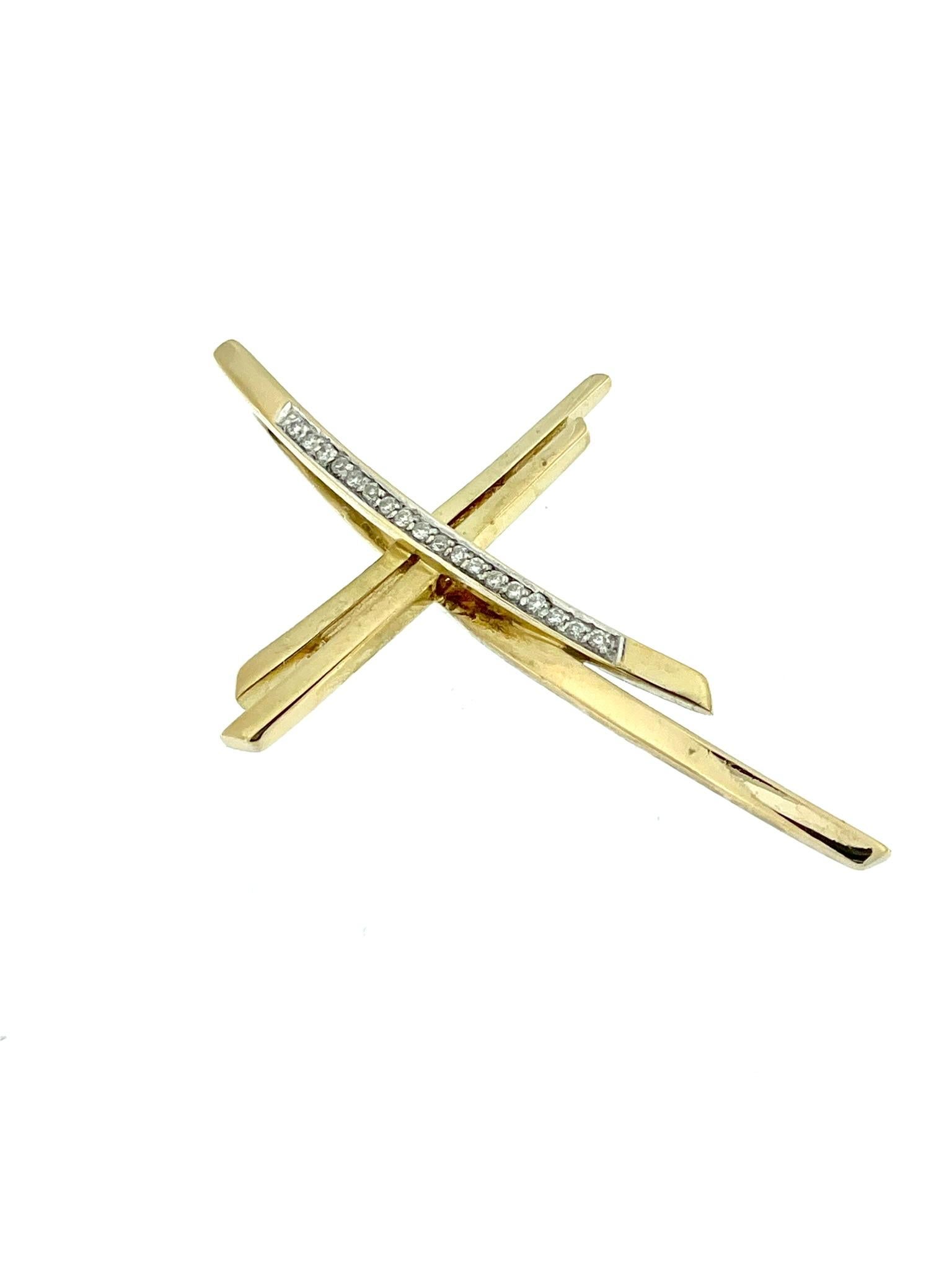 Brilliant Cut Modern Yellow and White Gold Diamond Cross For Sale