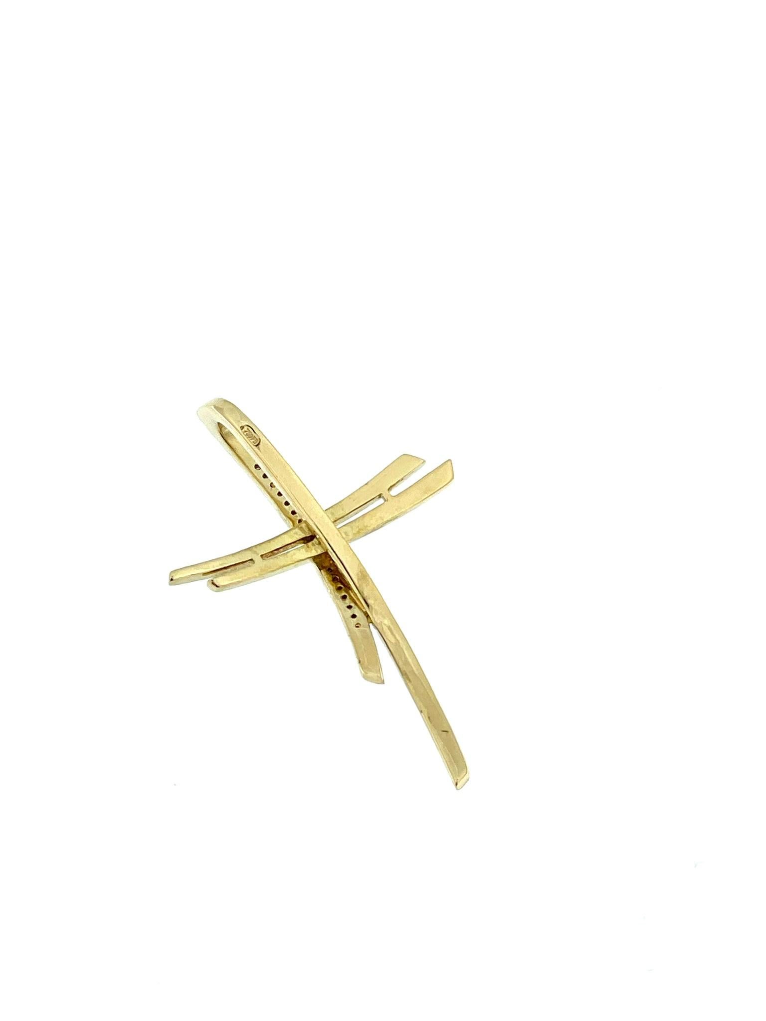 Modern Yellow and White Gold Diamond Cross In Good Condition For Sale In Esch-Sur-Alzette, LU