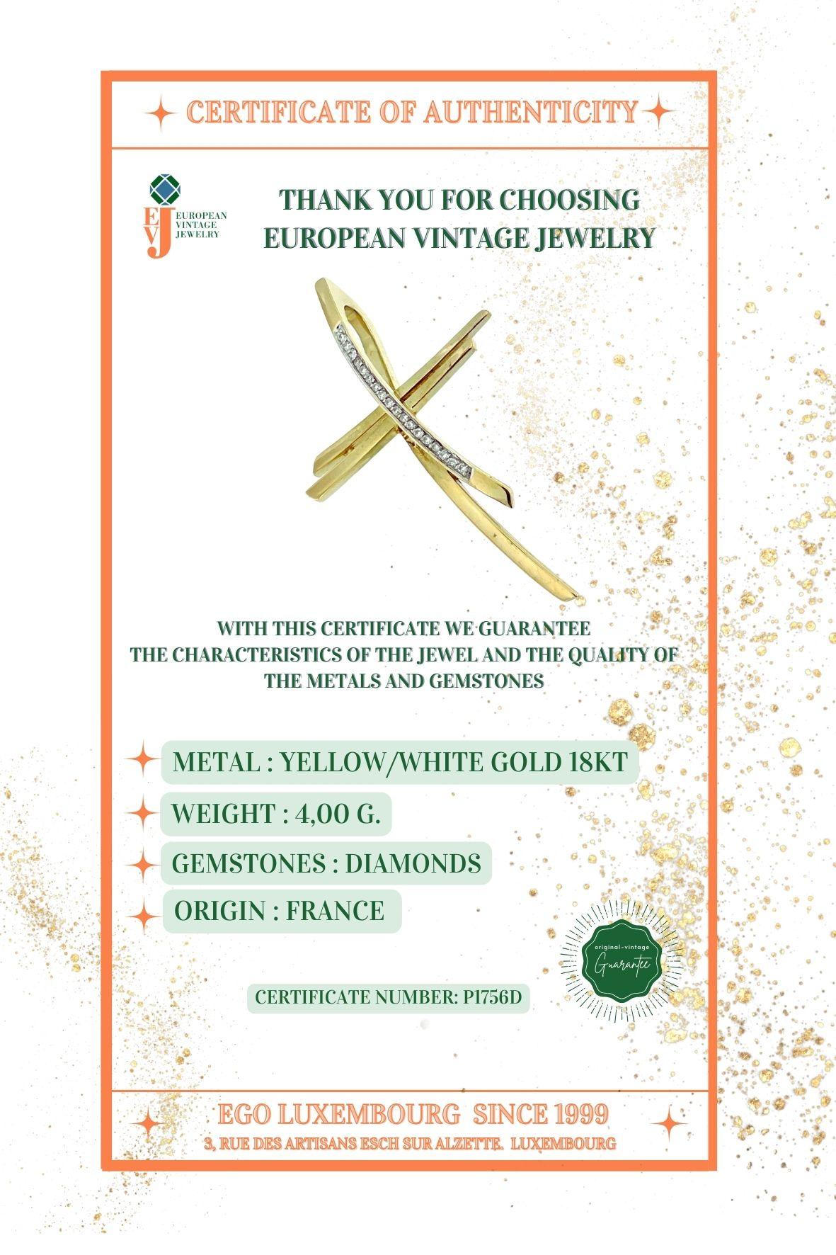 Modern Yellow and White Gold Diamond Cross For Sale 2