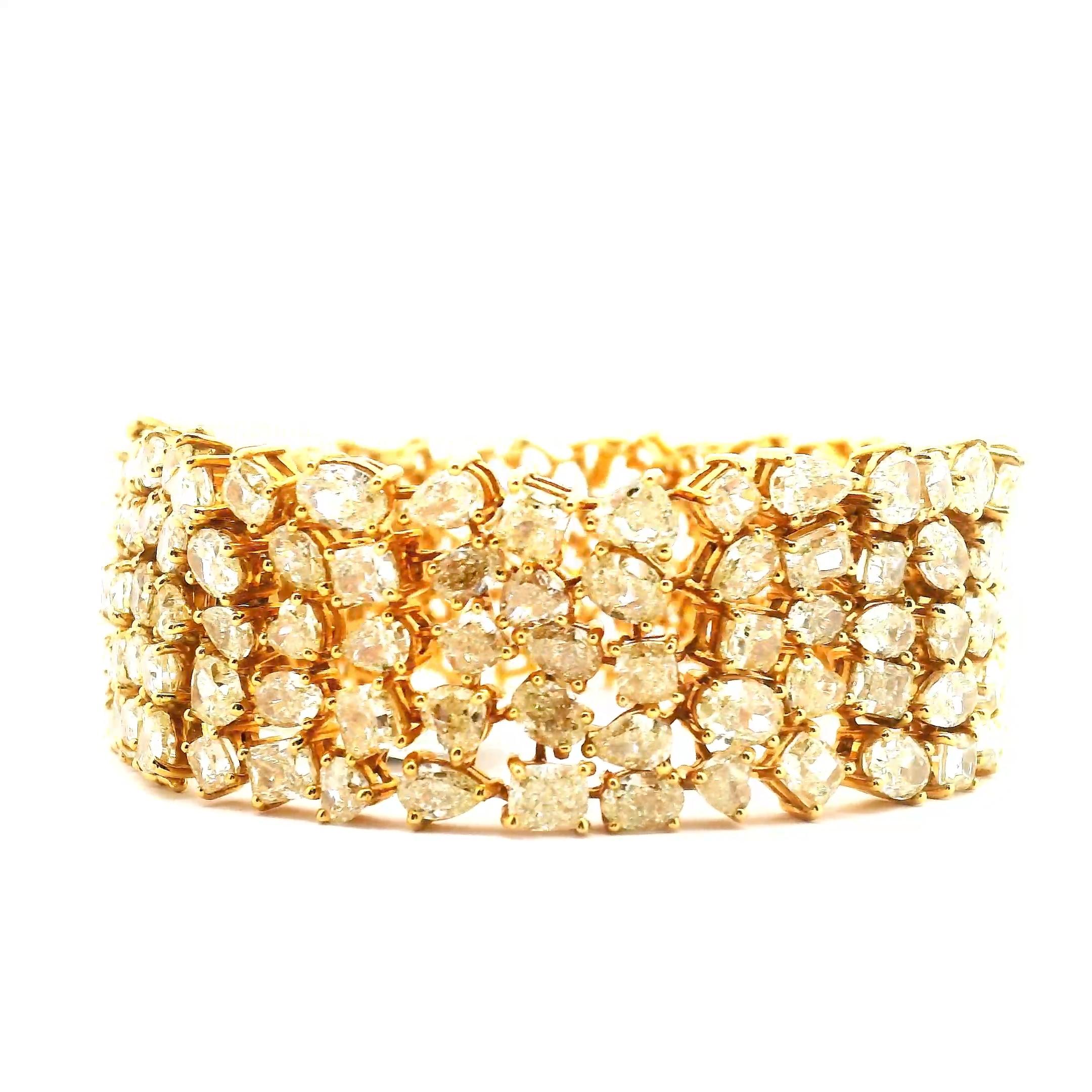 Pulsera moderna en mosaico de diamantes amarillos en venta 7