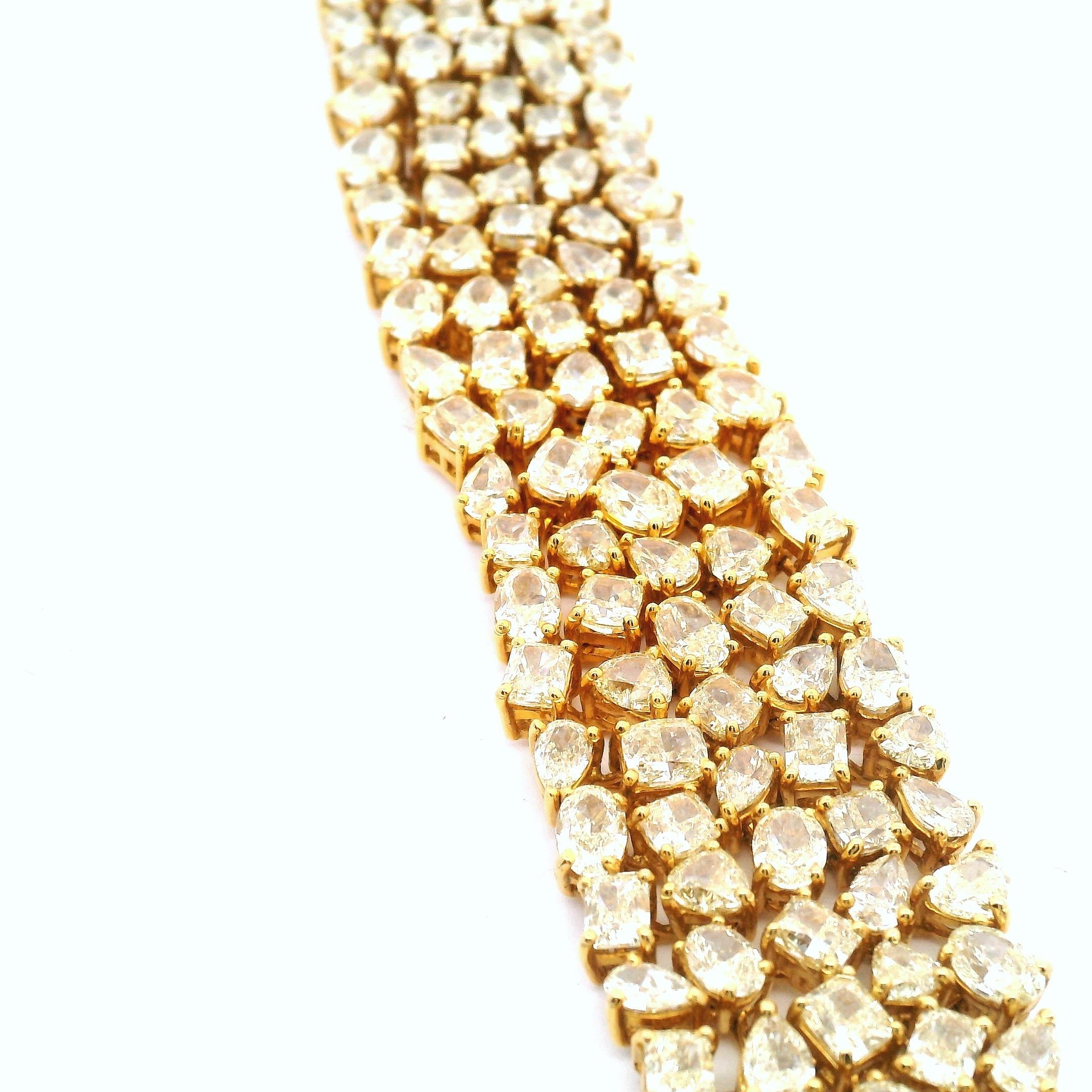 Pulsera moderna en mosaico de diamantes amarillos en venta 8