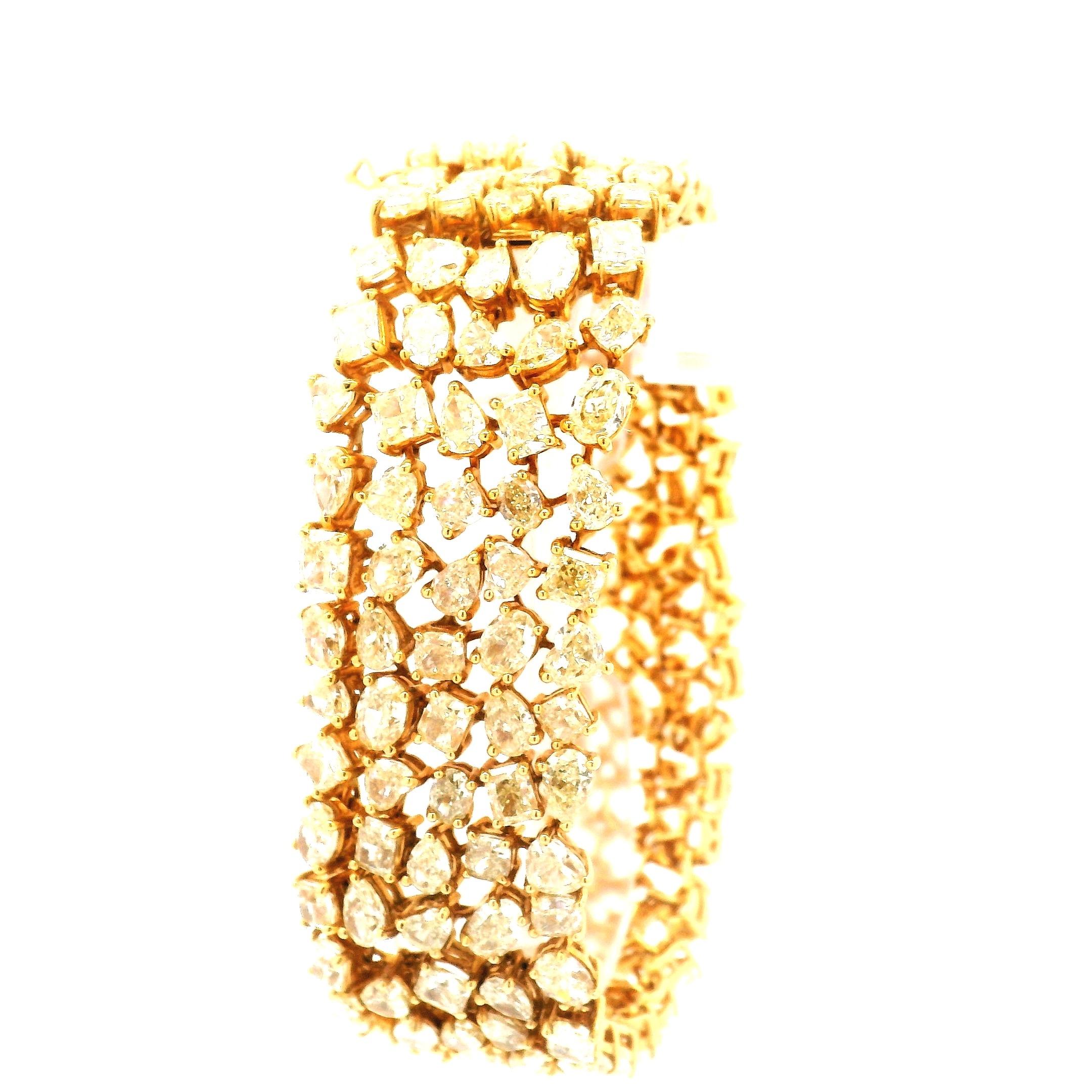 Pulsera moderna en mosaico de diamantes amarillos en venta 9