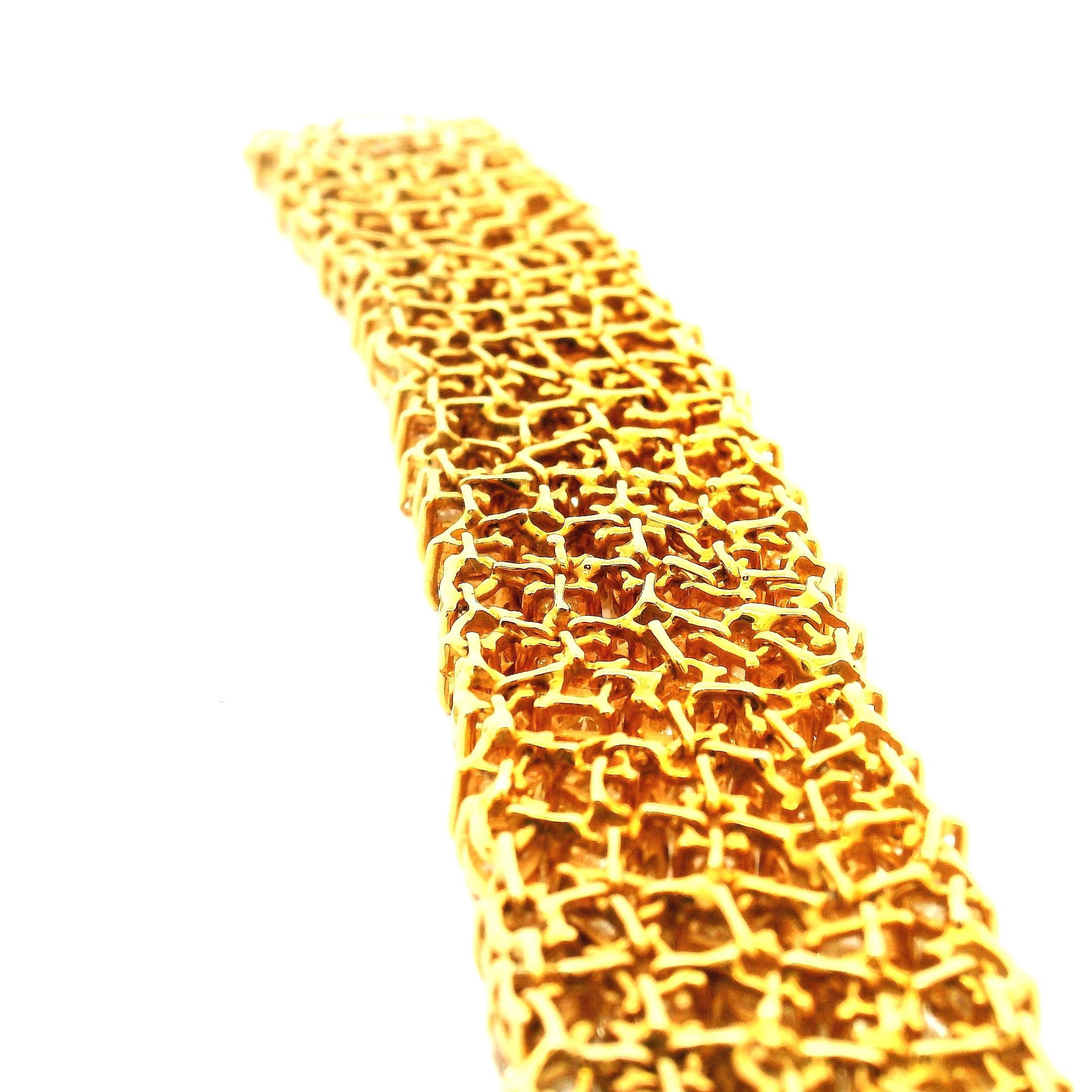 Pulsera moderna en mosaico de diamantes amarillos en venta 12