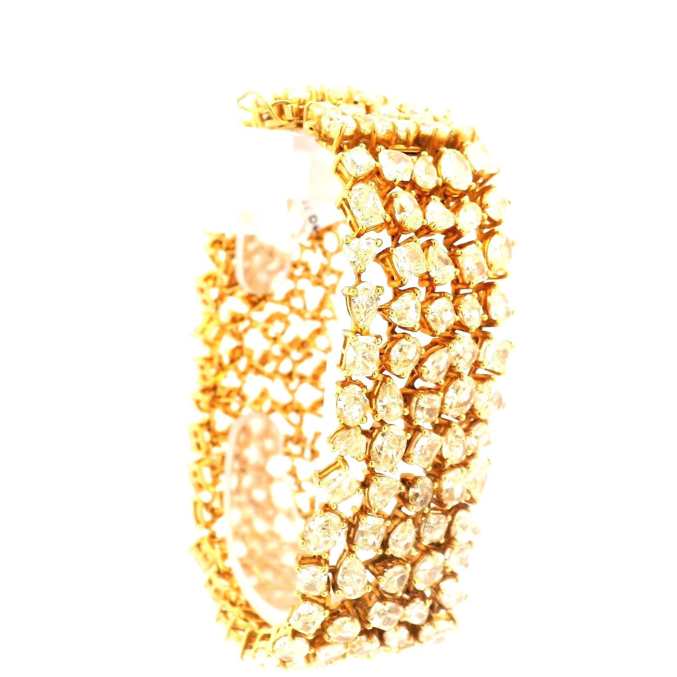 Pulsera moderna en mosaico de diamantes amarillos en venta 13