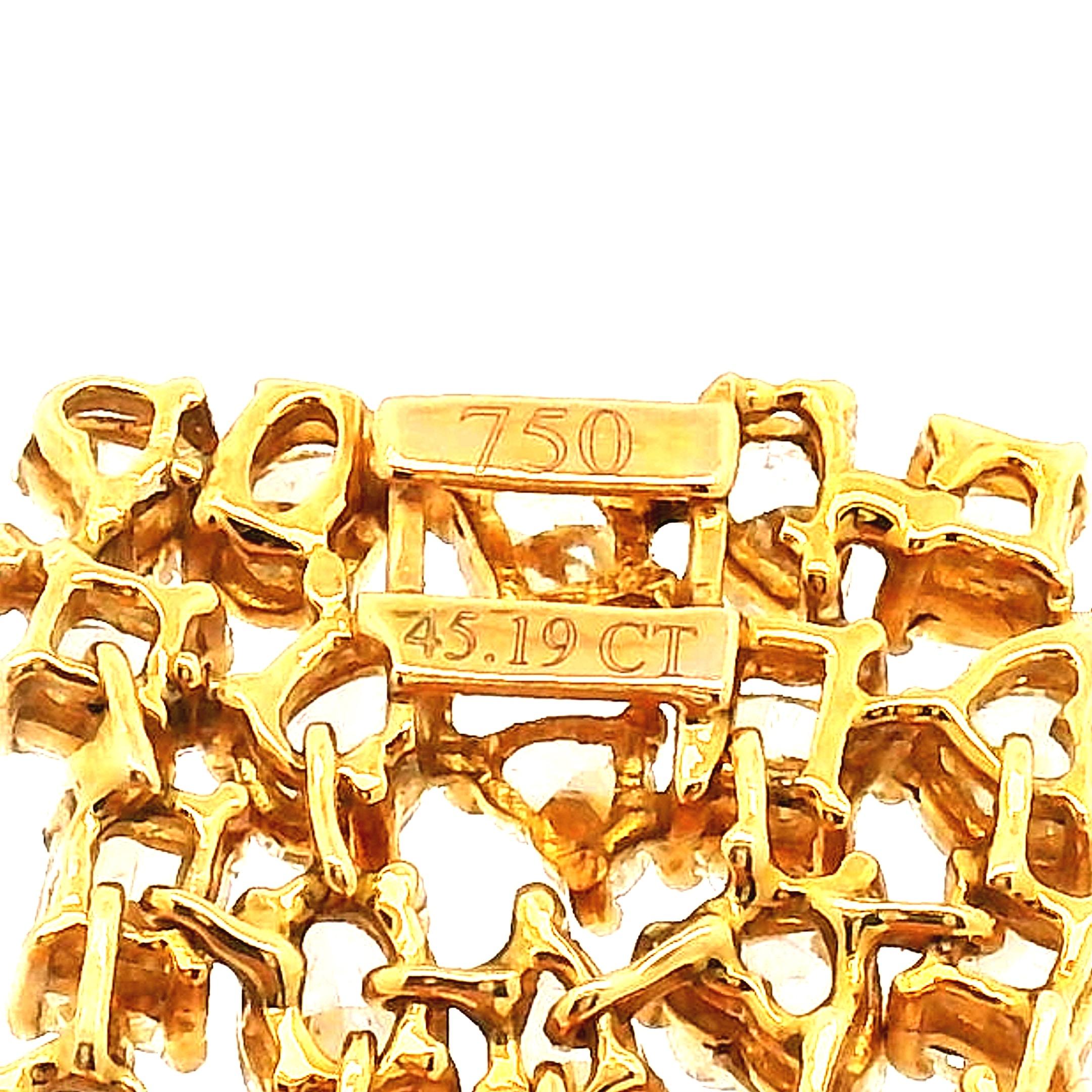 Pulsera moderna en mosaico de diamantes amarillos en venta 14