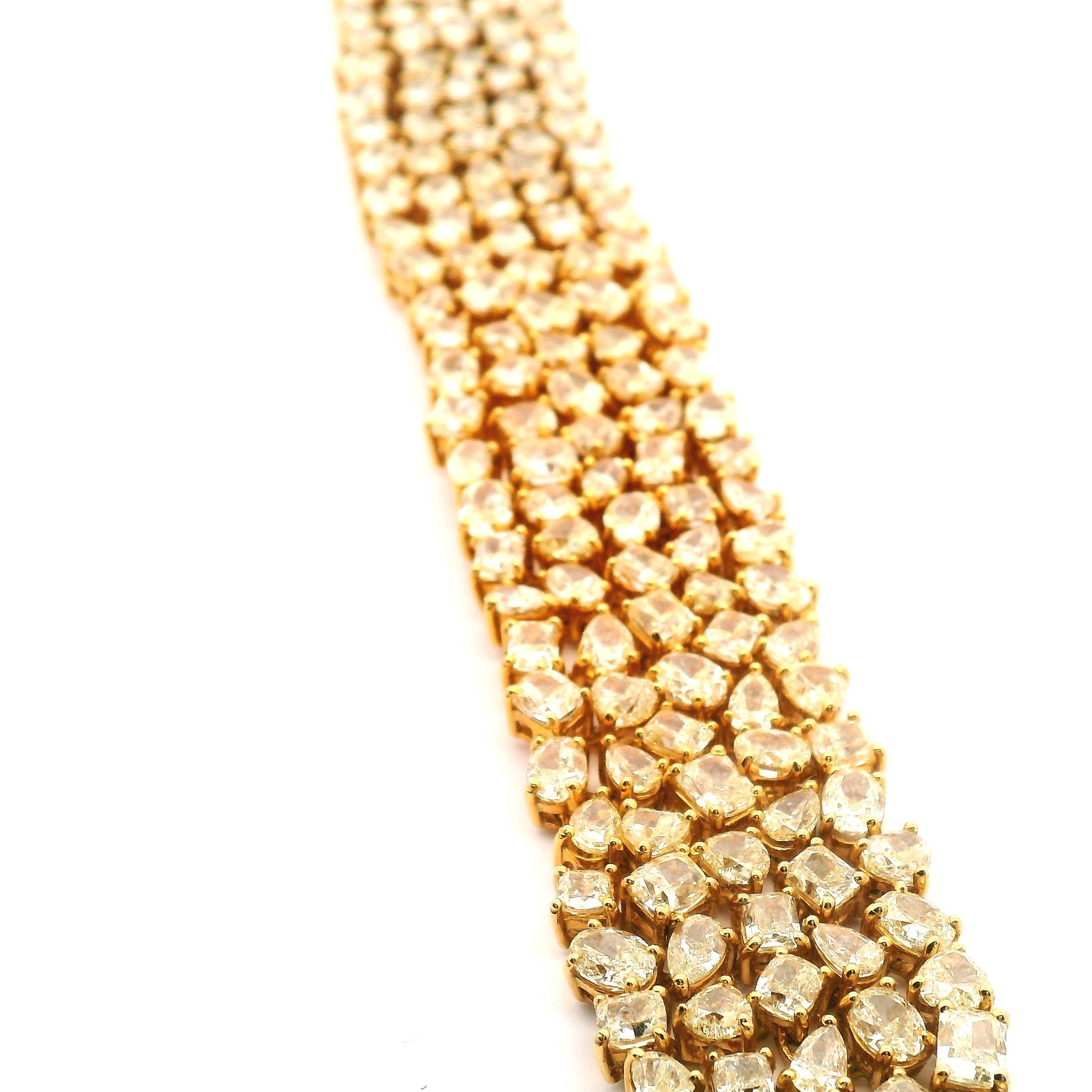 Pulsera moderna en mosaico de diamantes amarillos en Excelente estado para la venta en Sausalito, CA