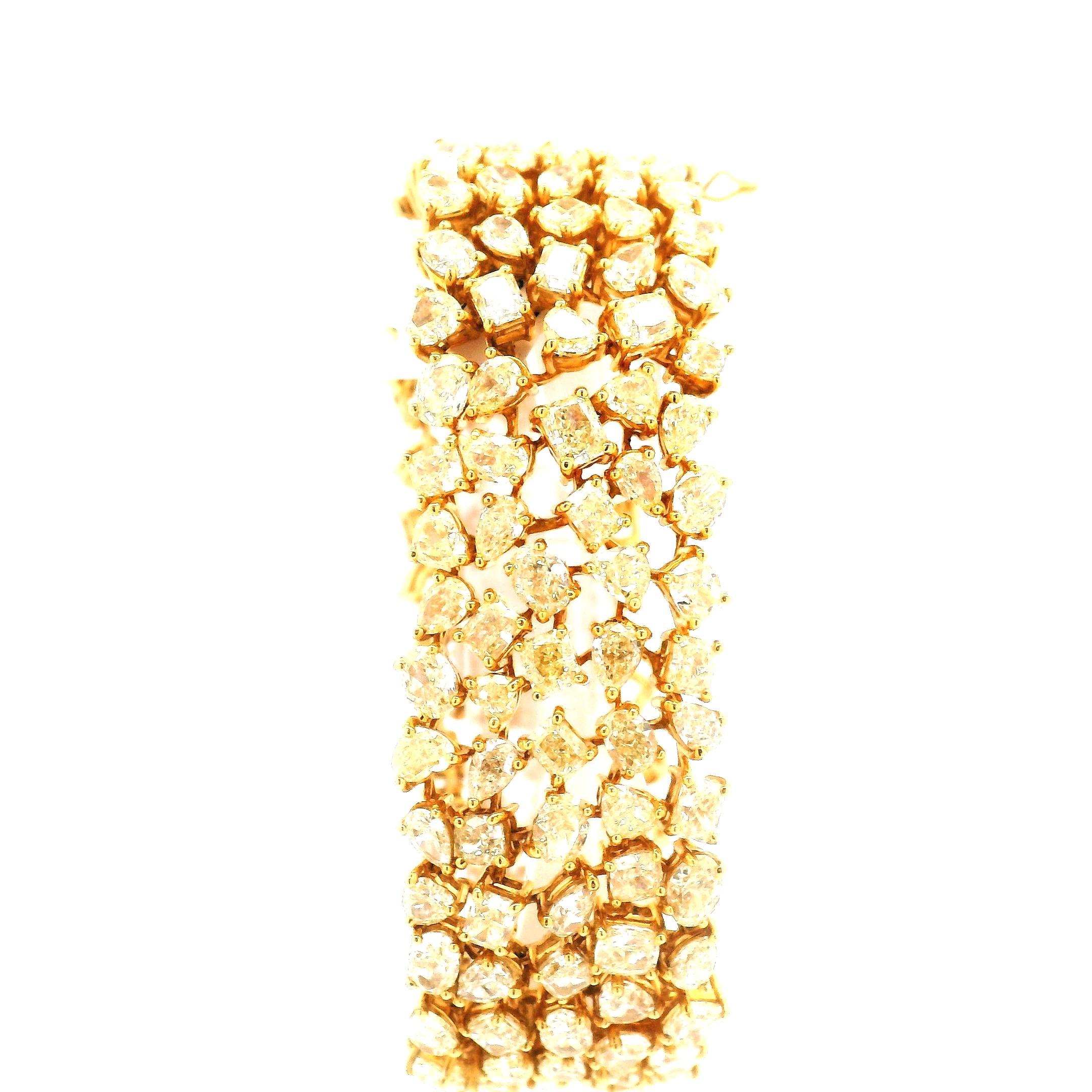 De las mujeres Pulsera moderna en mosaico de diamantes amarillos en venta