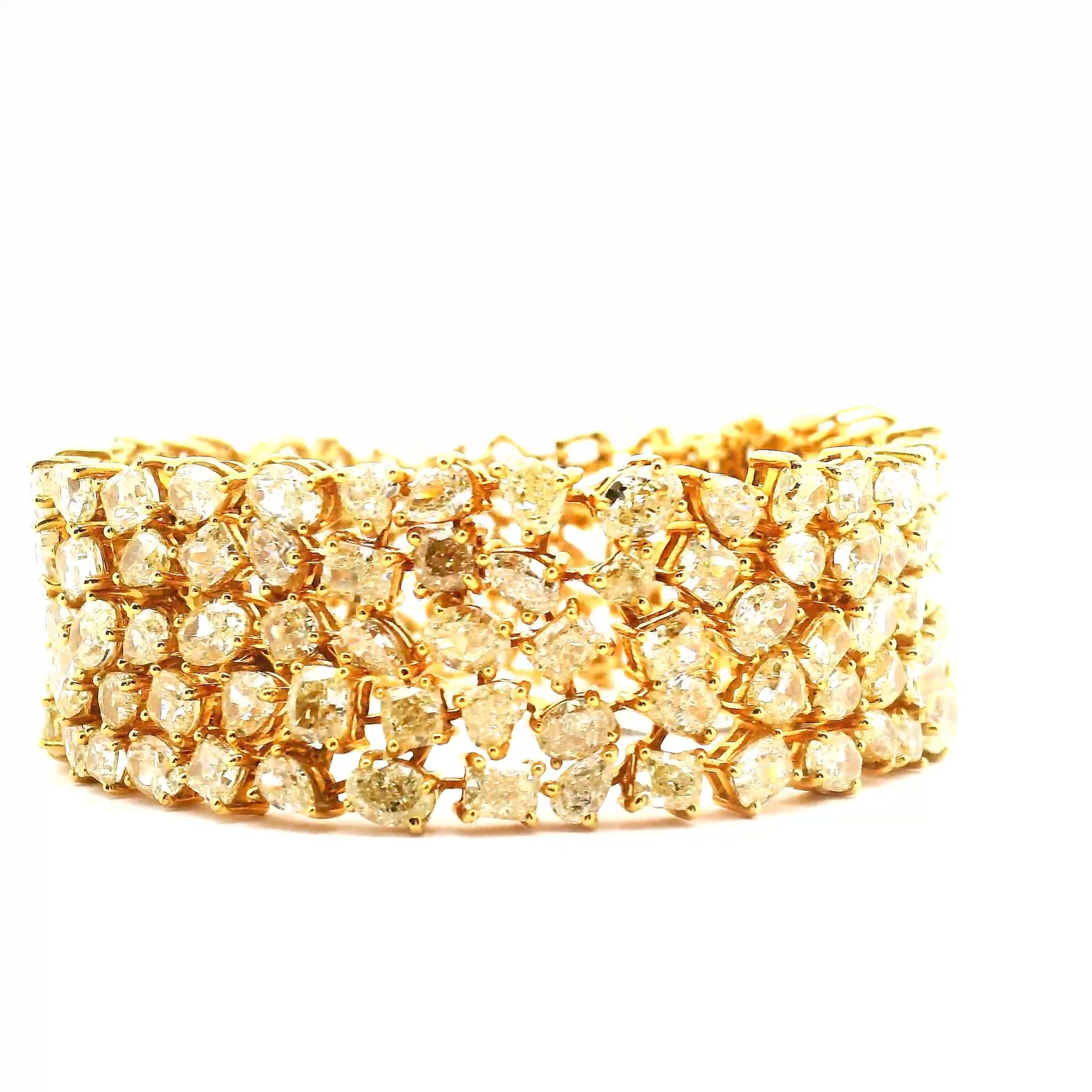 Pulsera moderna en mosaico de diamantes amarillos en venta 1