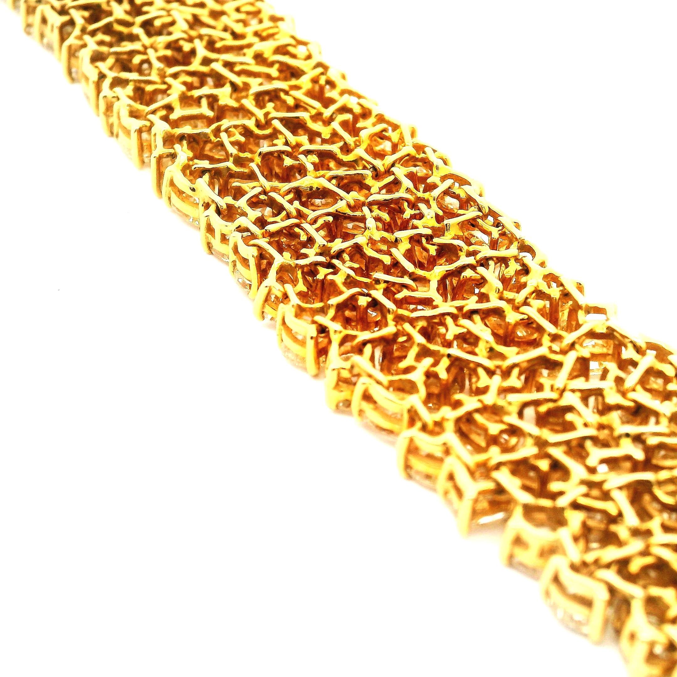 Pulsera moderna en mosaico de diamantes amarillos en venta 2