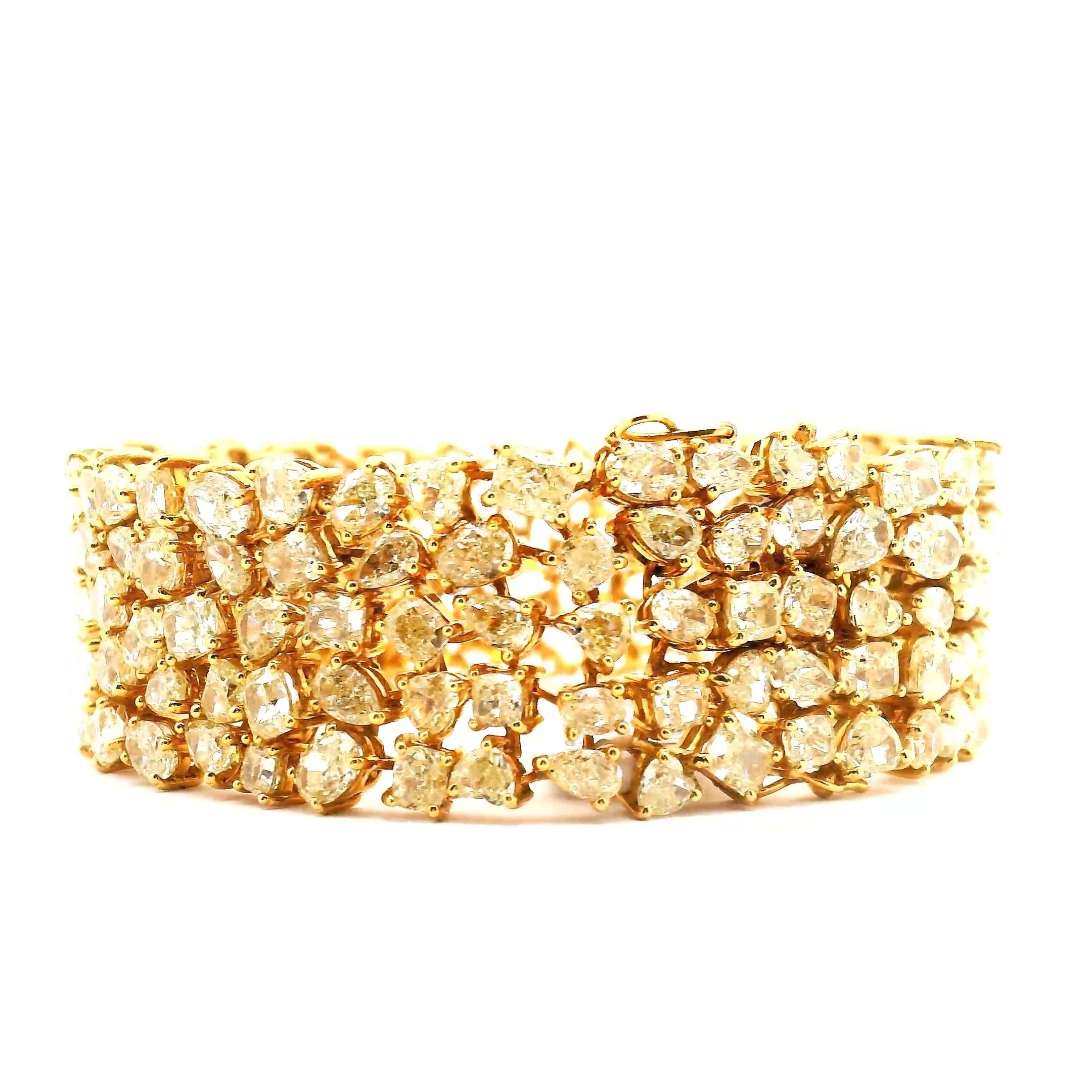 Pulsera moderna en mosaico de diamantes amarillos en venta 5